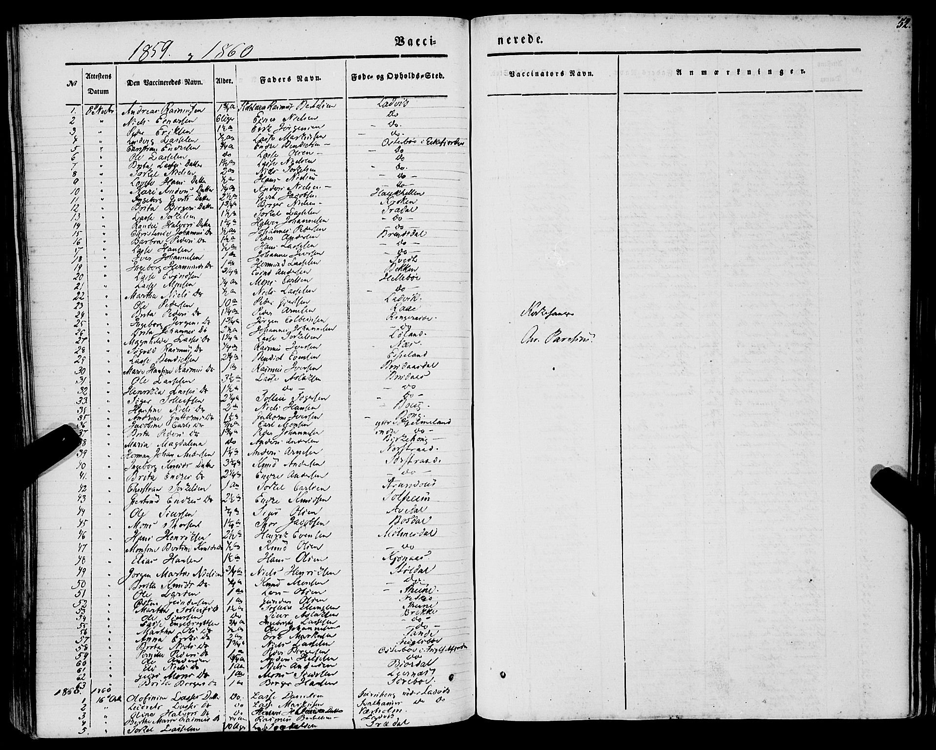 Lavik sokneprestembete, SAB/A-80901: Parish register (official) no. A 3, 1843-1863, p. 52