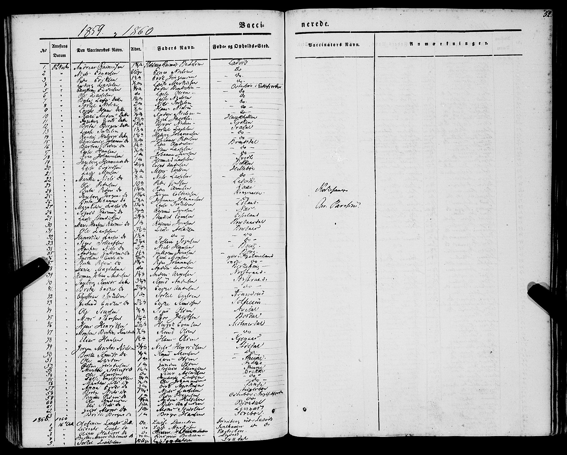 Lavik sokneprestembete, AV/SAB-A-80901: Parish register (official) no. A 3, 1843-1863, p. 52