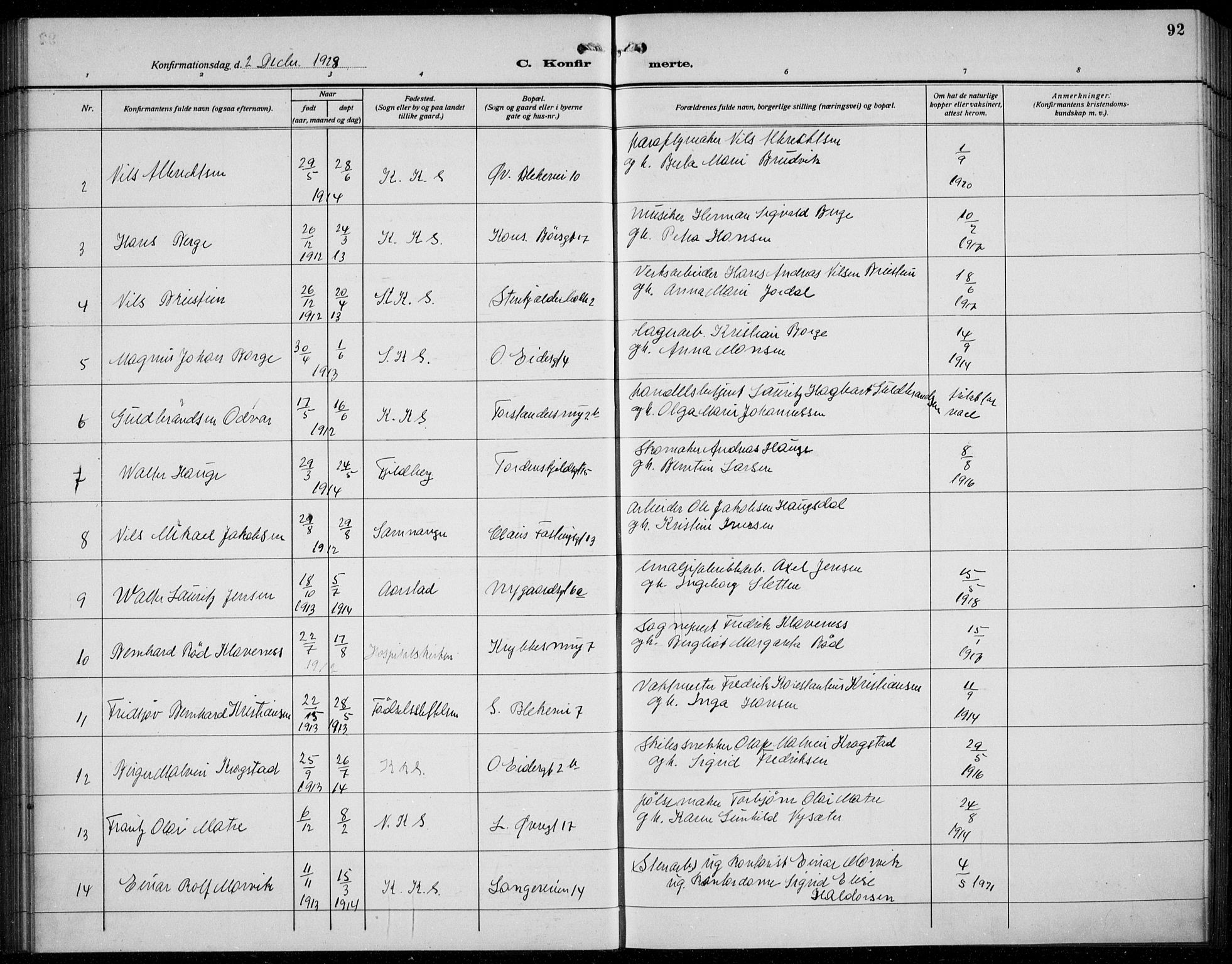 Korskirken sokneprestembete, AV/SAB-A-76101/H/Hab: Parish register (copy) no. C 6, 1918-1941, p. 92