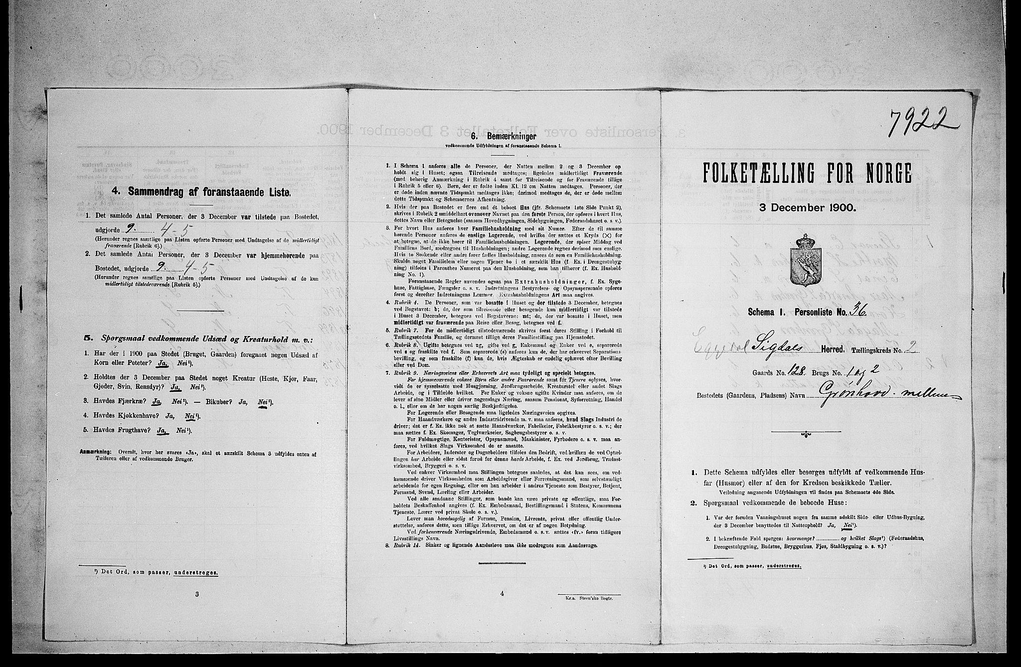 RA, 1900 census for Sigdal, 1900, p. 1941