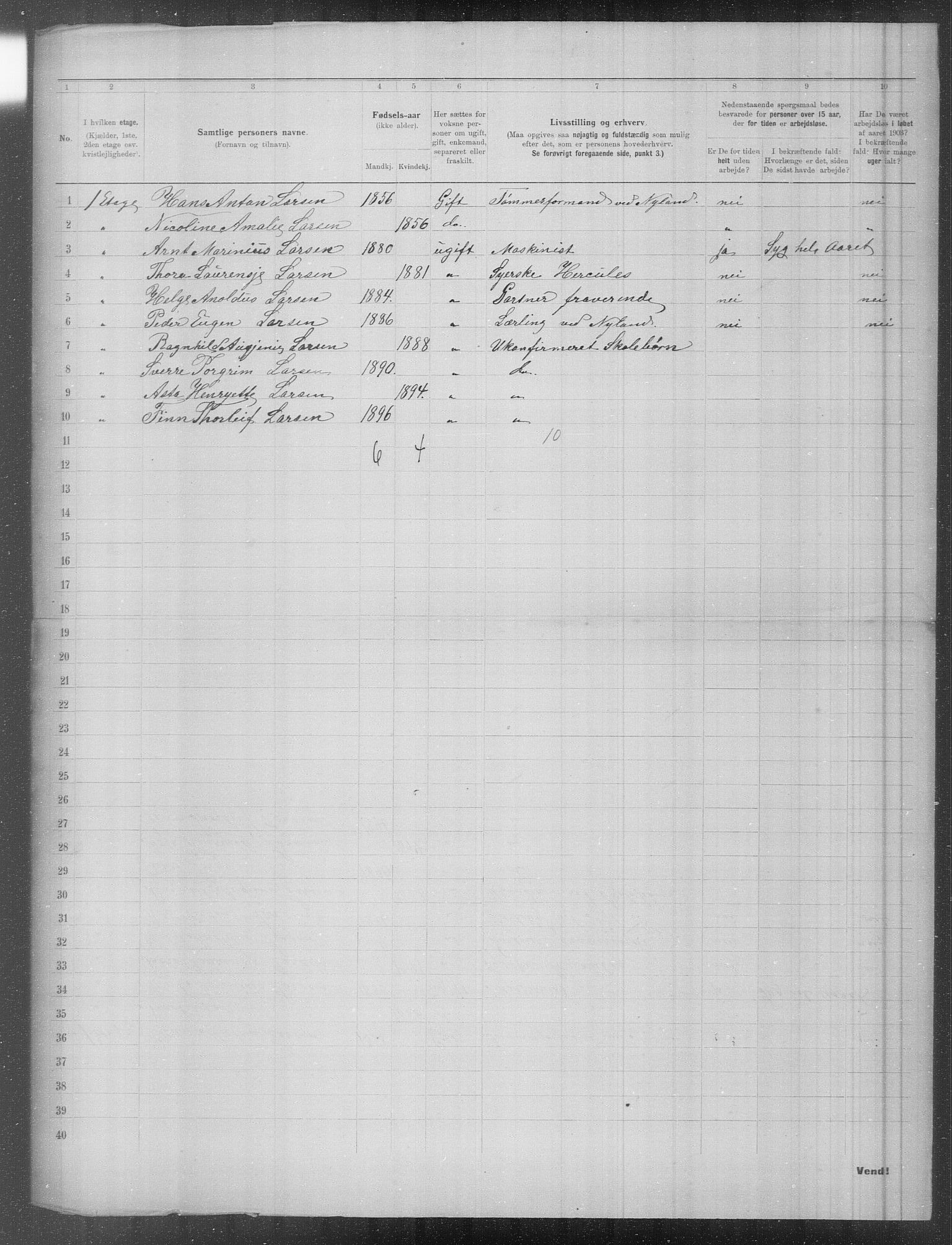 OBA, Municipal Census 1903 for Kristiania, 1903, p. 1097