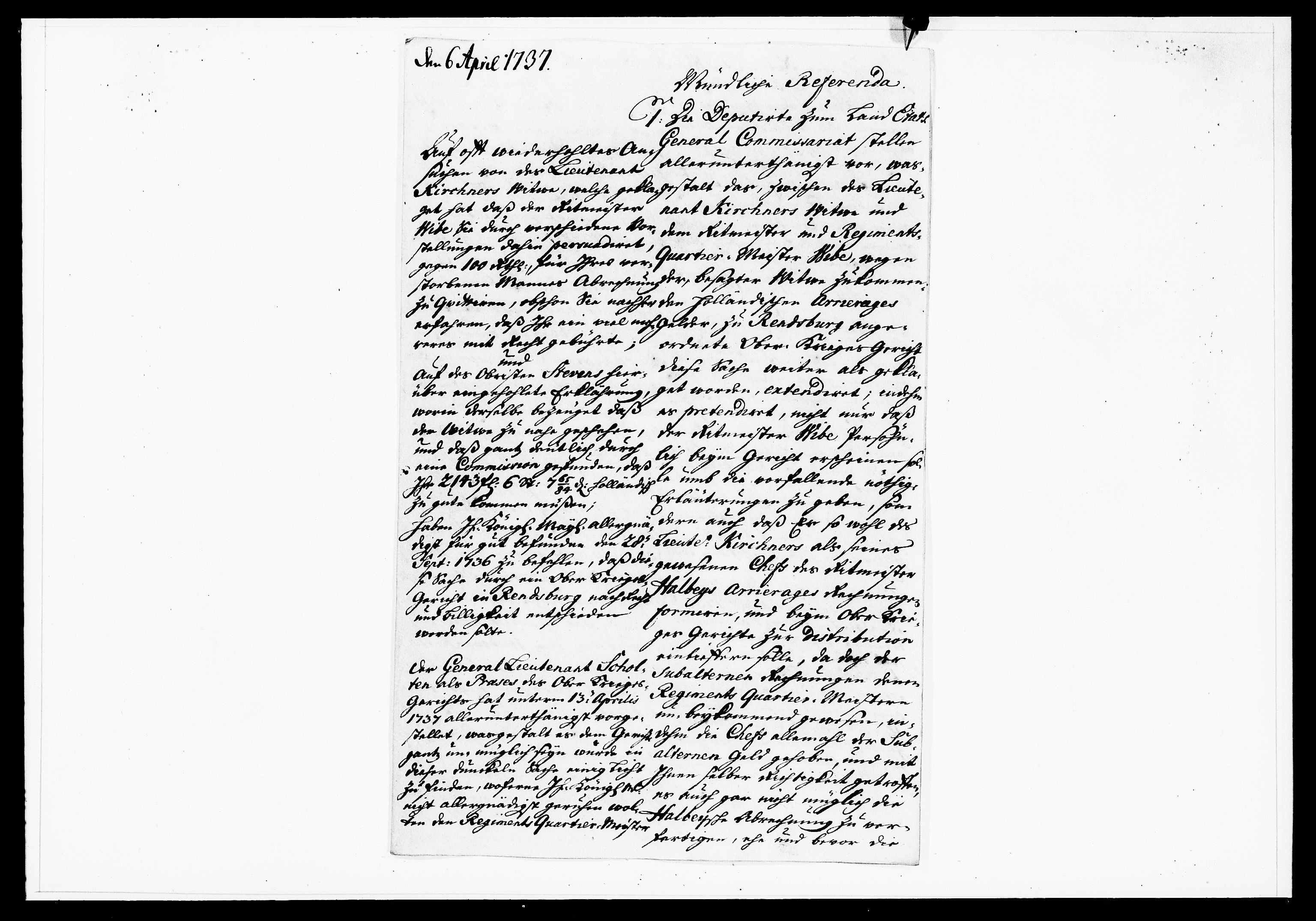 Krigskollegiet, Krigskancelliet, DRA/A-0006/-/1138-1142: Refererede sager, 1737, p. 130