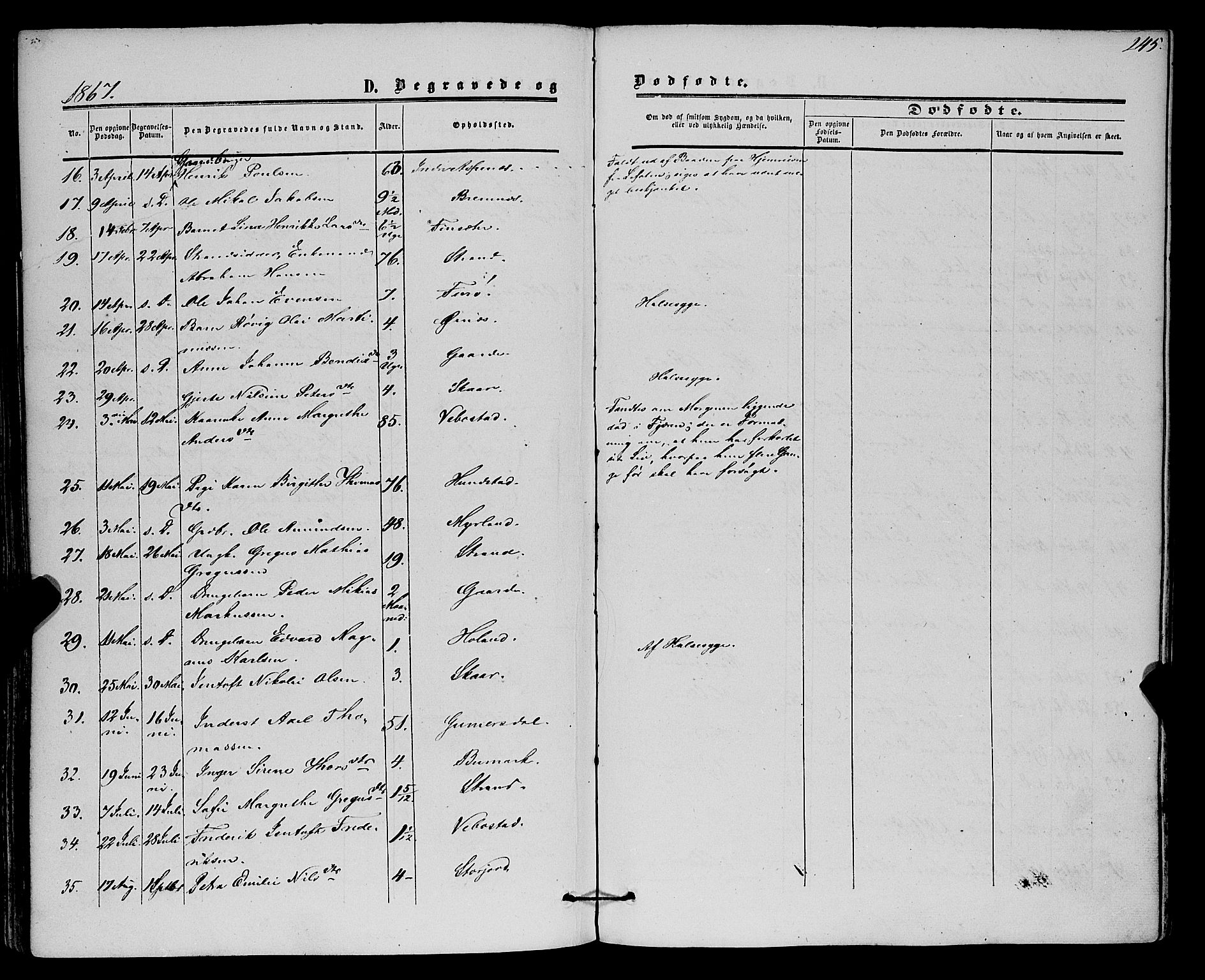 Kvæfjord sokneprestkontor, AV/SATØ-S-1323/G/Ga/Gaa/L0004kirke: Parish register (official) no. 4, 1857-1877, p. 245