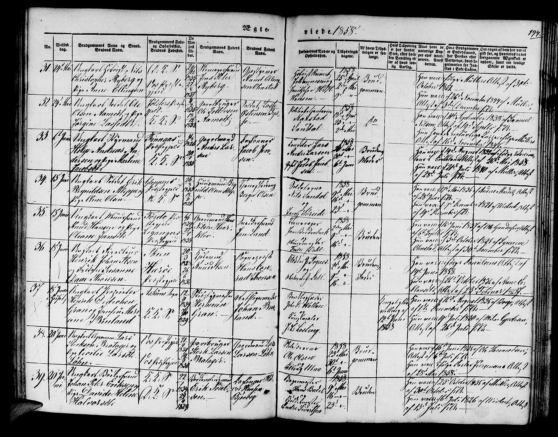 Korskirken sokneprestembete, SAB/A-76101/H/Hab: Parish register (copy) no. D 1, 1840-1867, p. 194