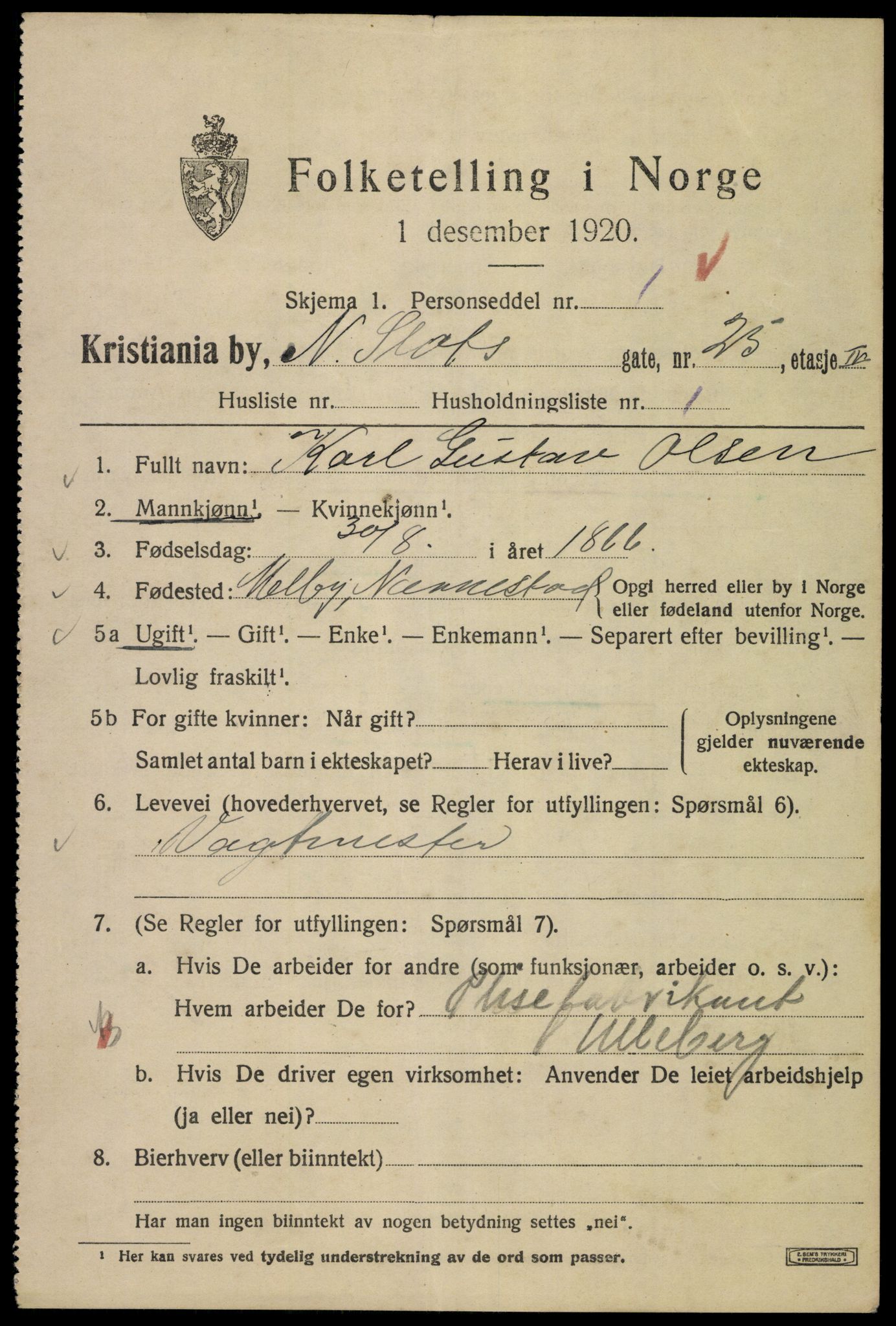 SAO, 1920 census for Kristiania, 1920, p. 410555