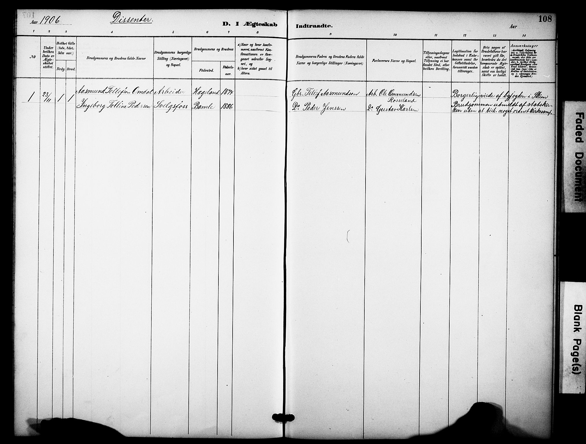 Heddal kirkebøker, SAKO/A-268/F/Fb/L0001: Parish register (official) no. II 1, 1884-1910, p. 108