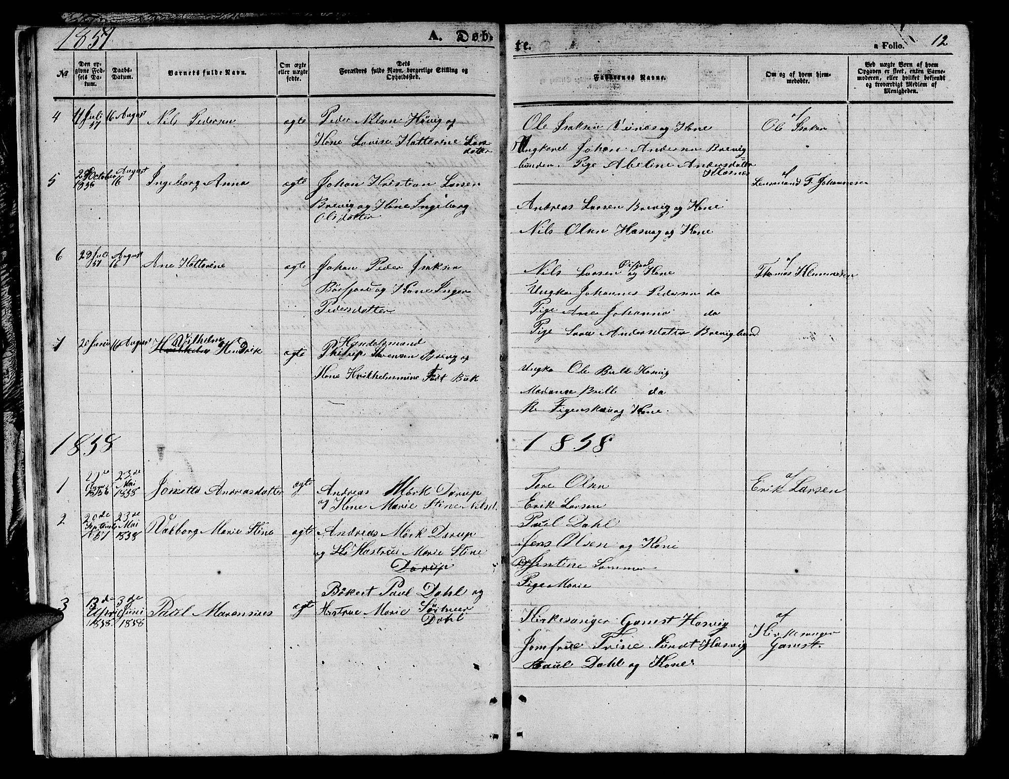 Loppa sokneprestkontor, SATØ/S-1339/H/Hb/L0003klokker: Parish register (copy) no. 3, 1853-1880, p. 12