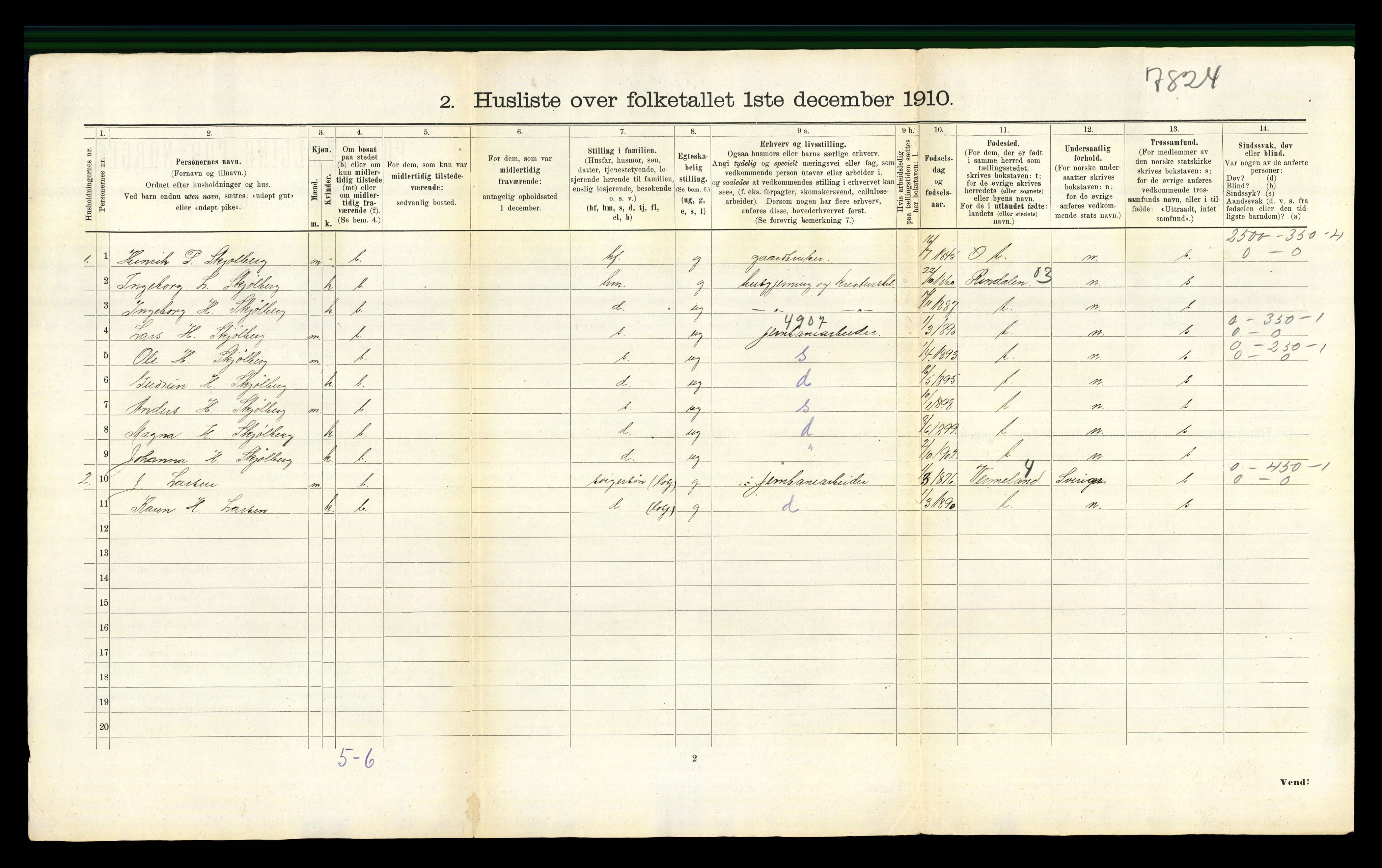 RA, 1910 census for Orkdal, 1910, p. 1108