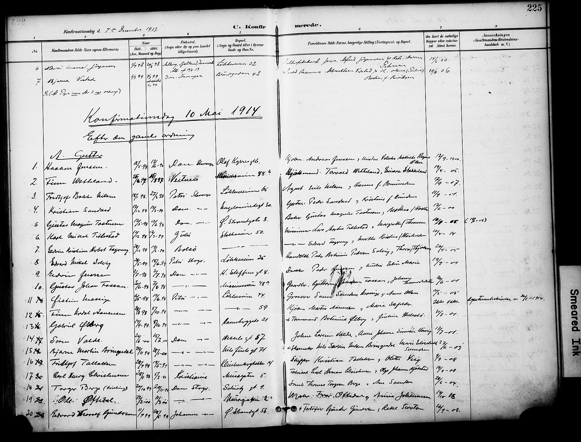 Domkirken sokneprestkontor, SAST/A-101812/001/30/30BA/L0031: Parish register (official) no. A 30, 1896-1916, p. 225