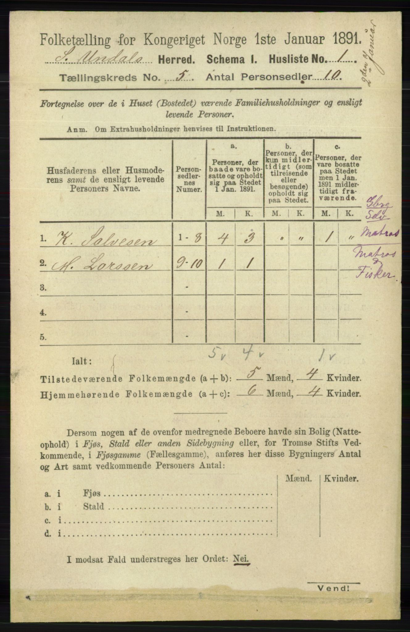 RA, 1891 census for 1029 Sør-Audnedal, 1891, p. 1829