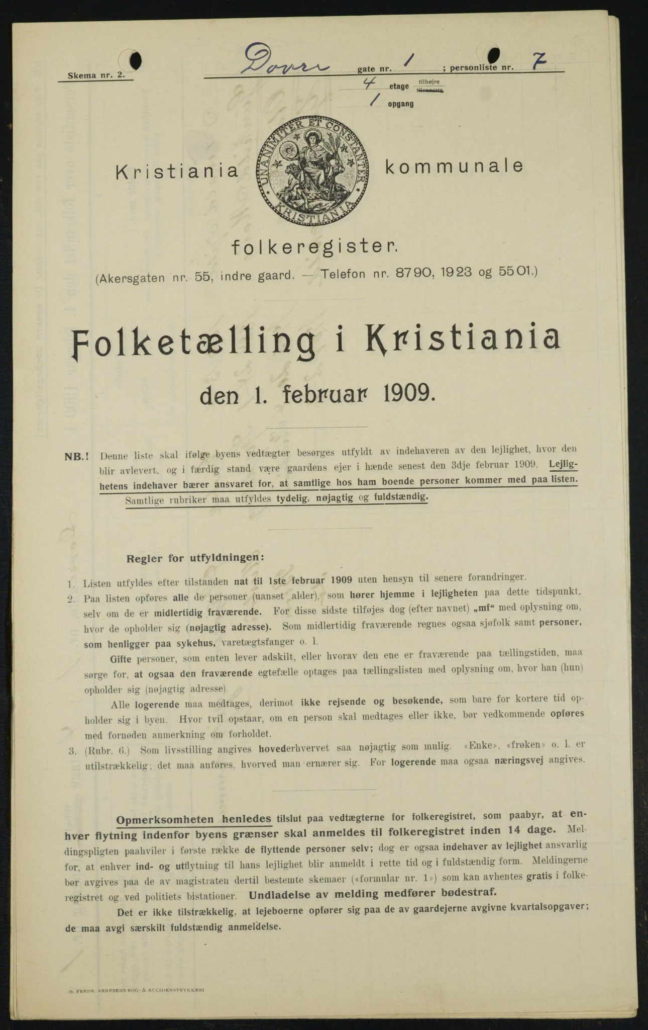 OBA, Municipal Census 1909 for Kristiania, 1909, p. 14620