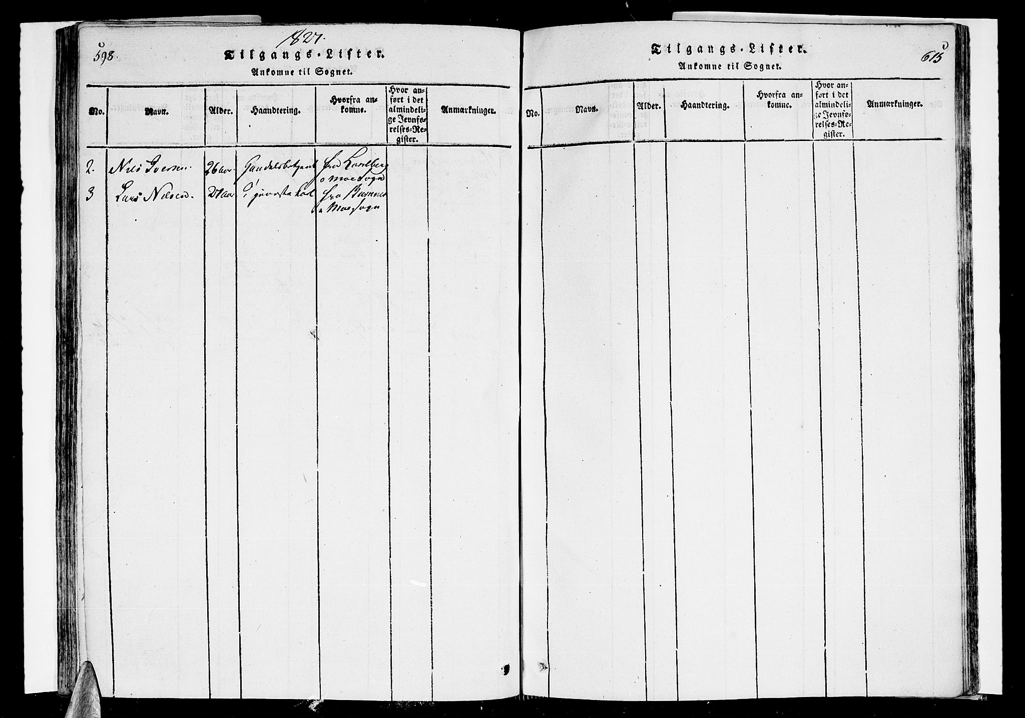 Ministerialprotokoller, klokkerbøker og fødselsregistre - Nordland, AV/SAT-A-1459/838/L0546: Parish register (official) no. 838A05 /1, 1820-1828, p. 598-615