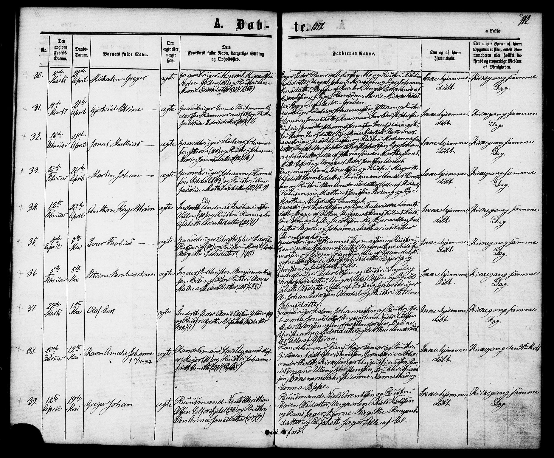 Ministerialprotokoller, klokkerbøker og fødselsregistre - Nordland, AV/SAT-A-1459/827/L0393: Parish register (official) no. 827A05, 1863-1883, p. 112