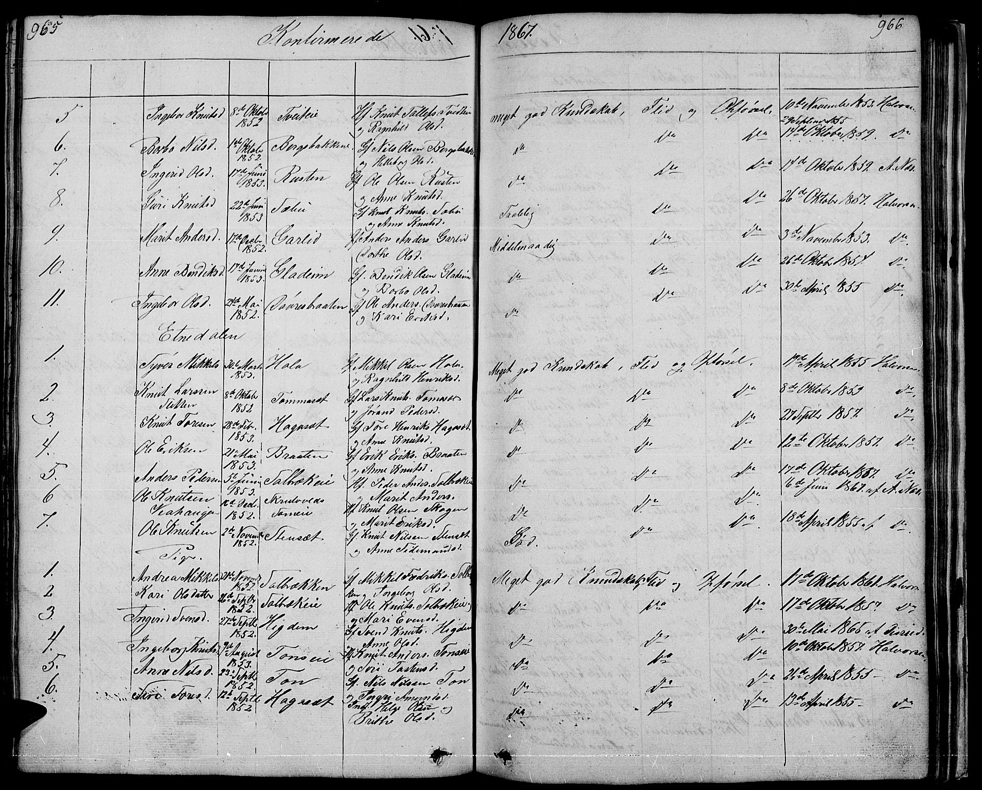 Nord-Aurdal prestekontor, SAH/PREST-132/H/Ha/Hab/L0001: Parish register (copy) no. 1, 1834-1887, p. 965-966