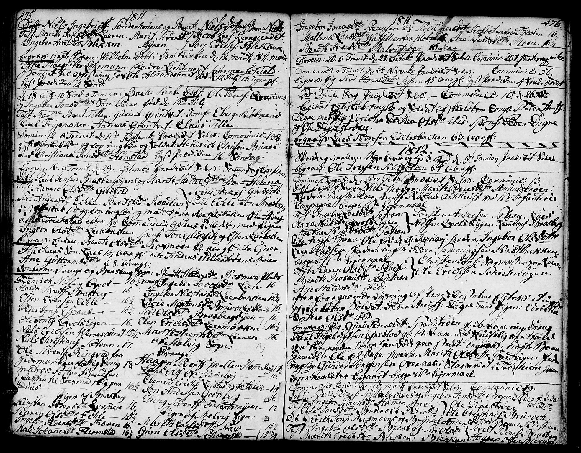 Ministerialprotokoller, klokkerbøker og fødselsregistre - Sør-Trøndelag, SAT/A-1456/606/L0282: Parish register (official) no. 606A02 /3, 1781-1817, p. 475-476