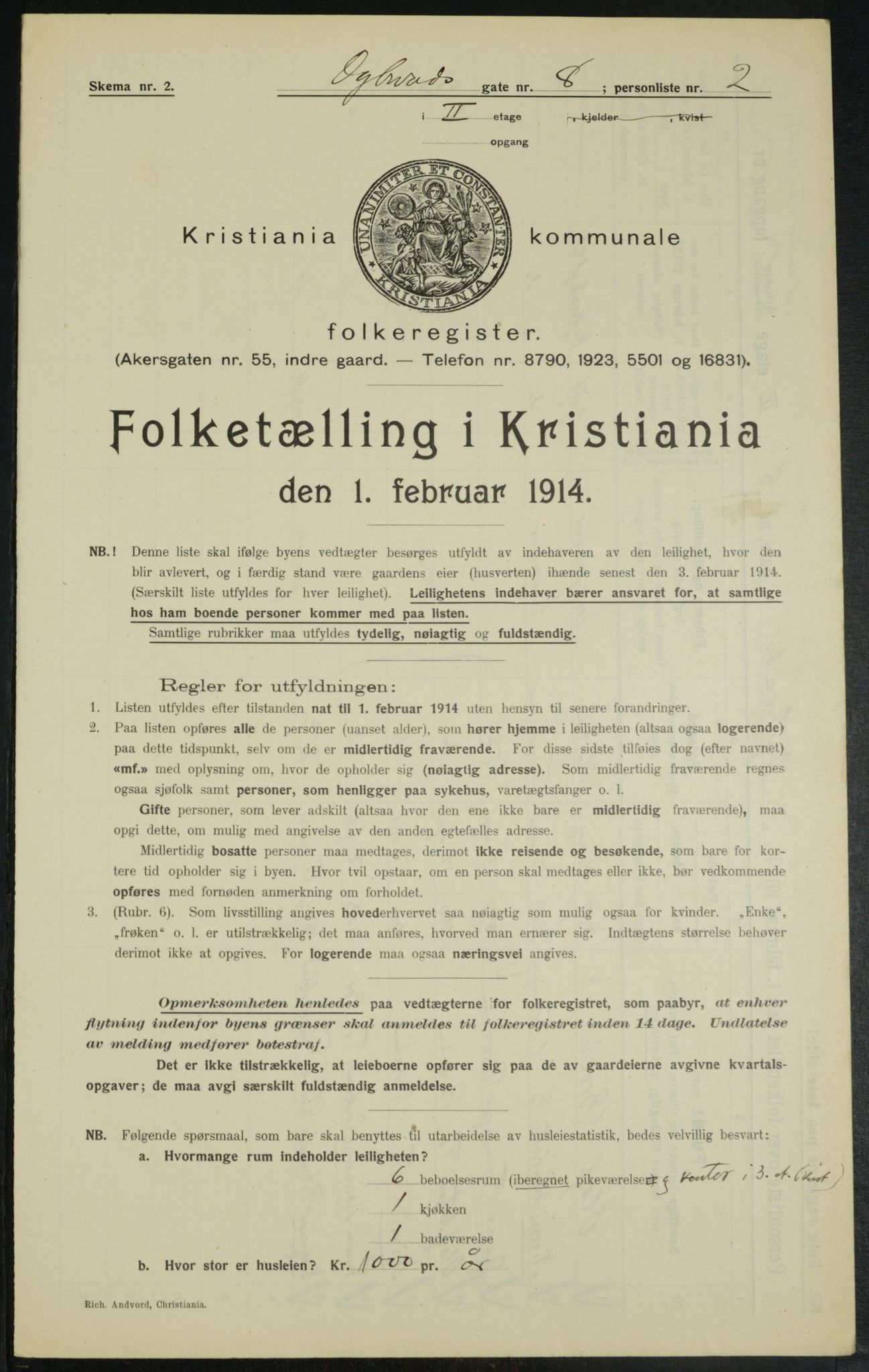 OBA, Municipal Census 1914 for Kristiania, 1914, p. 17724