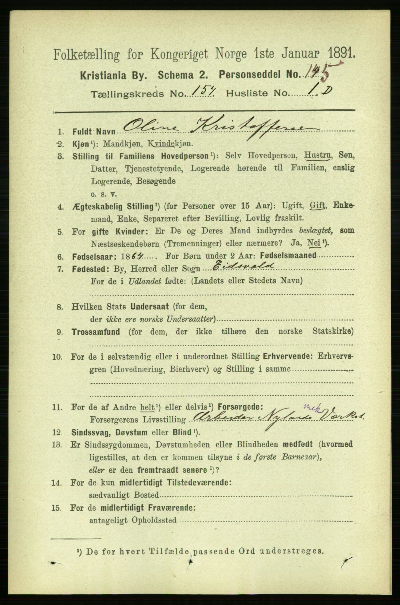 RA, 1891 census for 0301 Kristiania, 1891, p. 87389