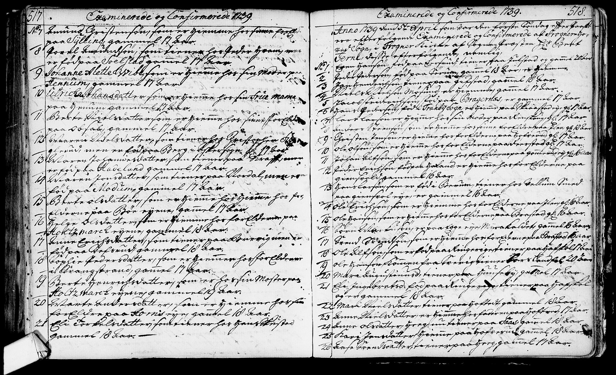 Lier kirkebøker, AV/SAKO-A-230/F/Fa/L0003: Parish register (official) no. I 3, 1727-1748, p. 517-518