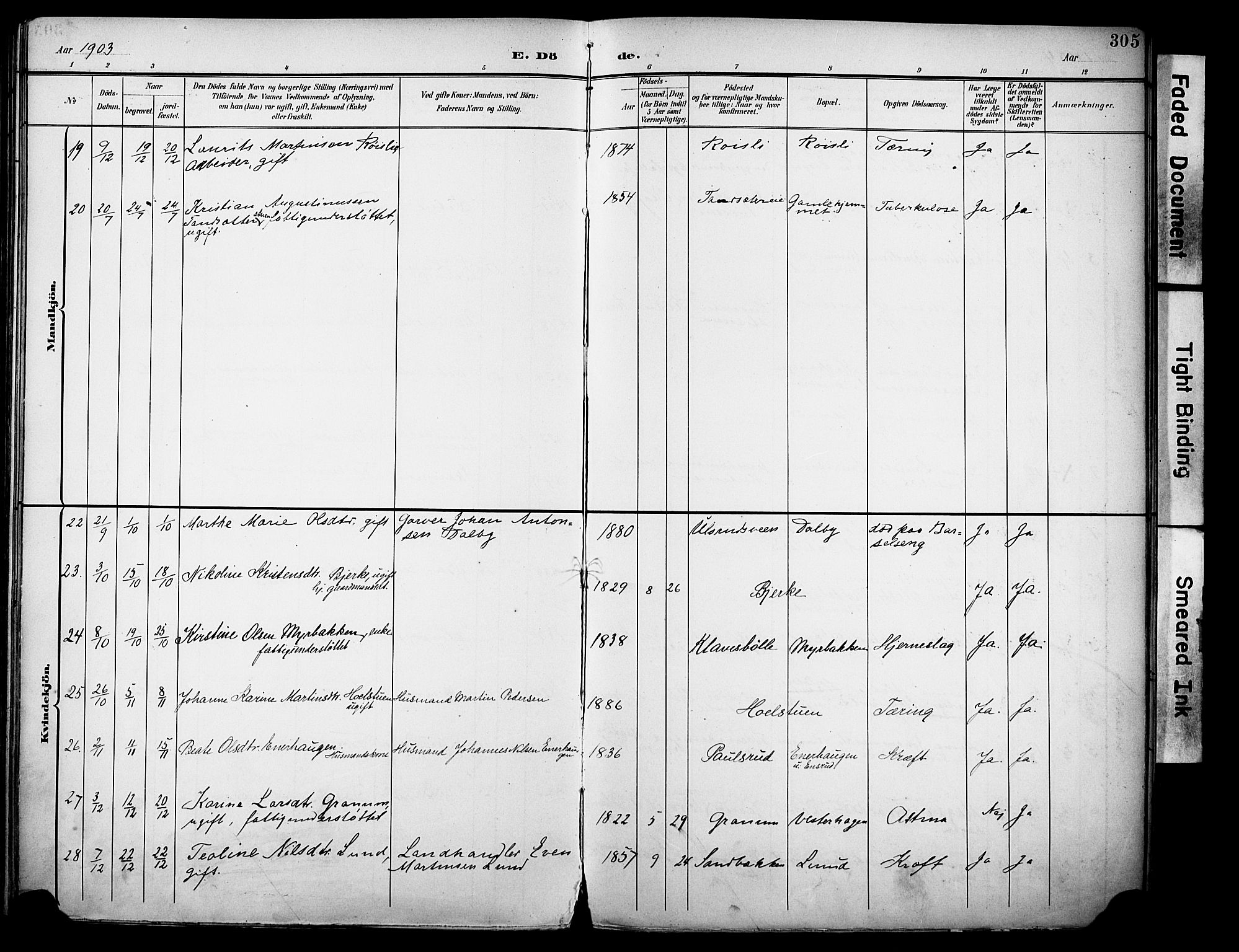 Vestre Toten prestekontor, SAH/PREST-108/H/Ha/Haa/L0013: Parish register (official) no. 13, 1895-1911, p. 305
