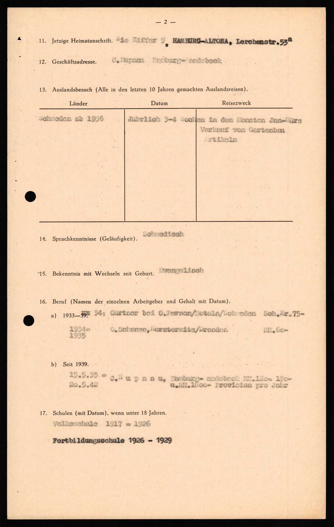 Forsvaret, Forsvarets overkommando II, AV/RA-RAFA-3915/D/Db/L0018: CI Questionaires. Tyske okkupasjonsstyrker i Norge. Tyskere., 1945-1946, p. 400