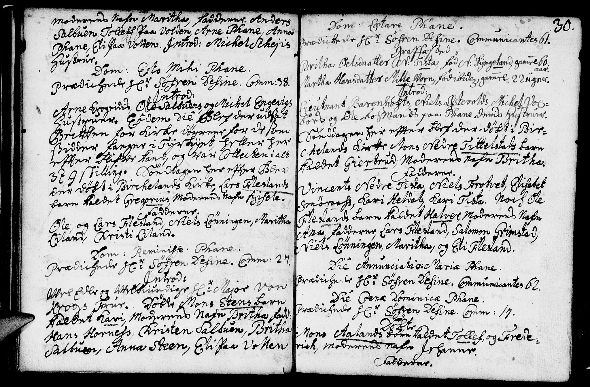 Fana Sokneprestembete, AV/SAB-A-75101/H/Haa/Haaa/L0002: Parish register (official) no. A 2, 1719-1735, p. 30