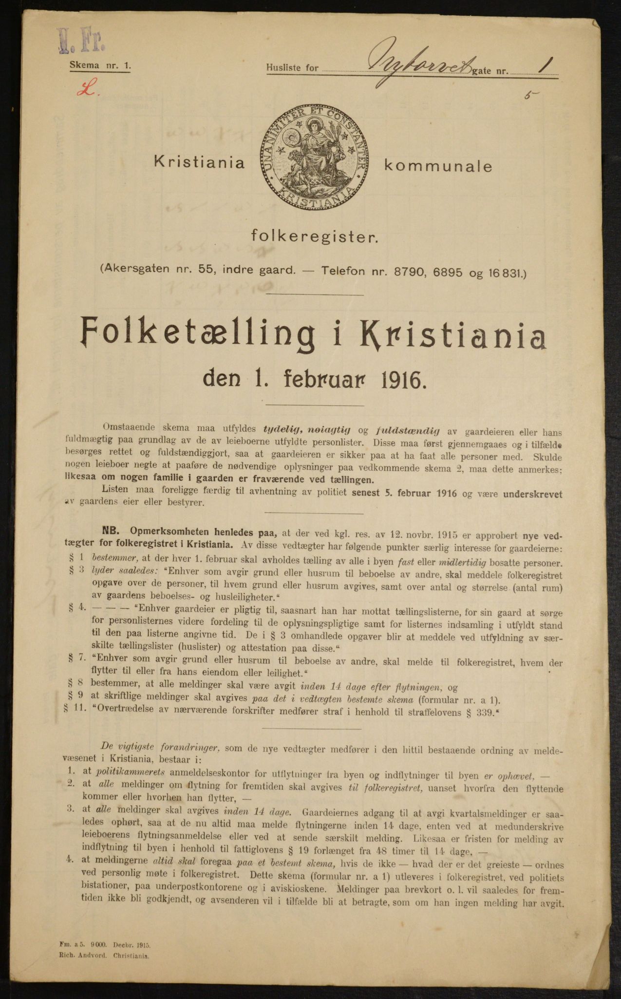 OBA, Municipal Census 1916 for Kristiania, 1916, p. 75792