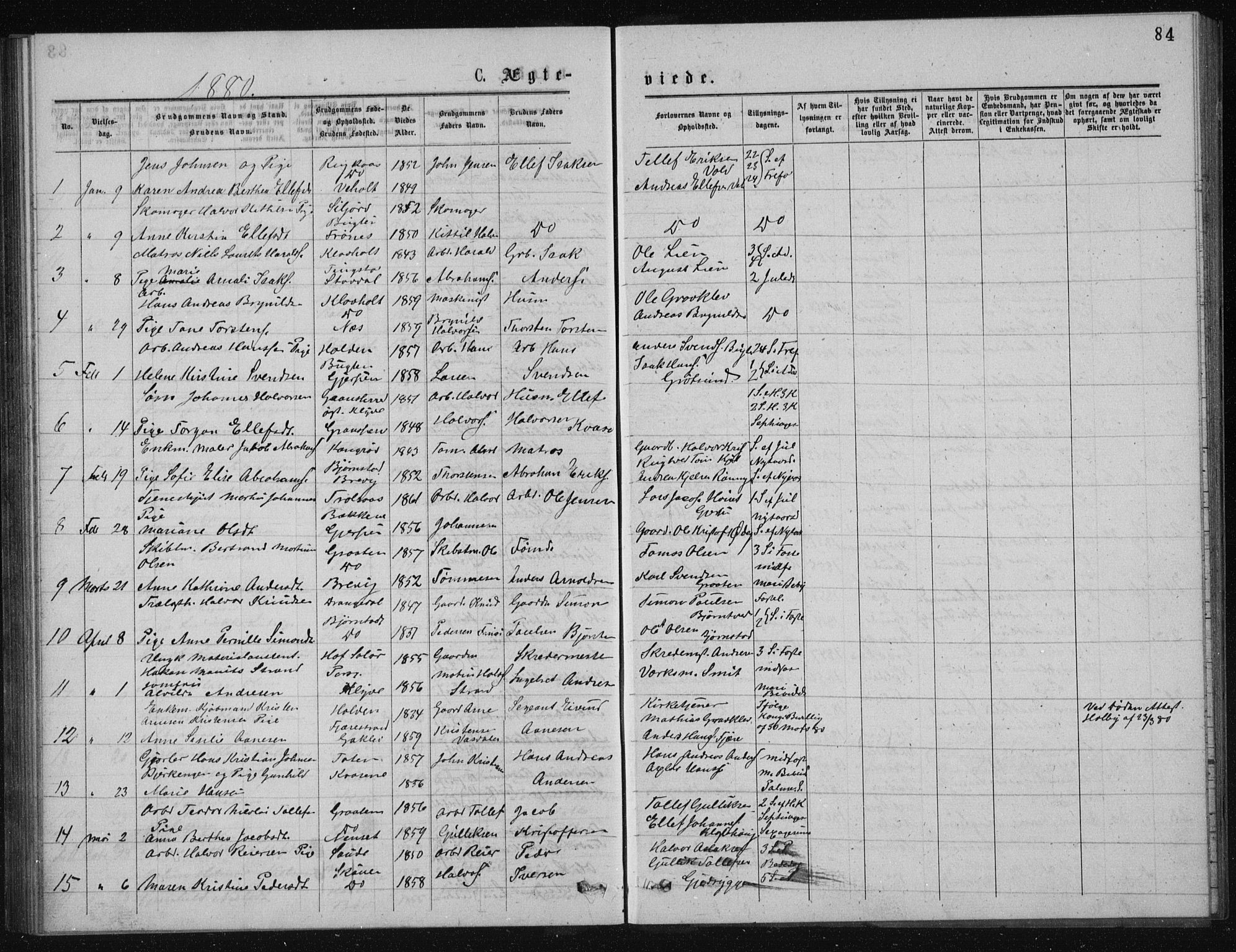 Solum kirkebøker, SAKO/A-306/G/Ga/L0005: Parish register (copy) no. I 5, 1877-1881, p. 84