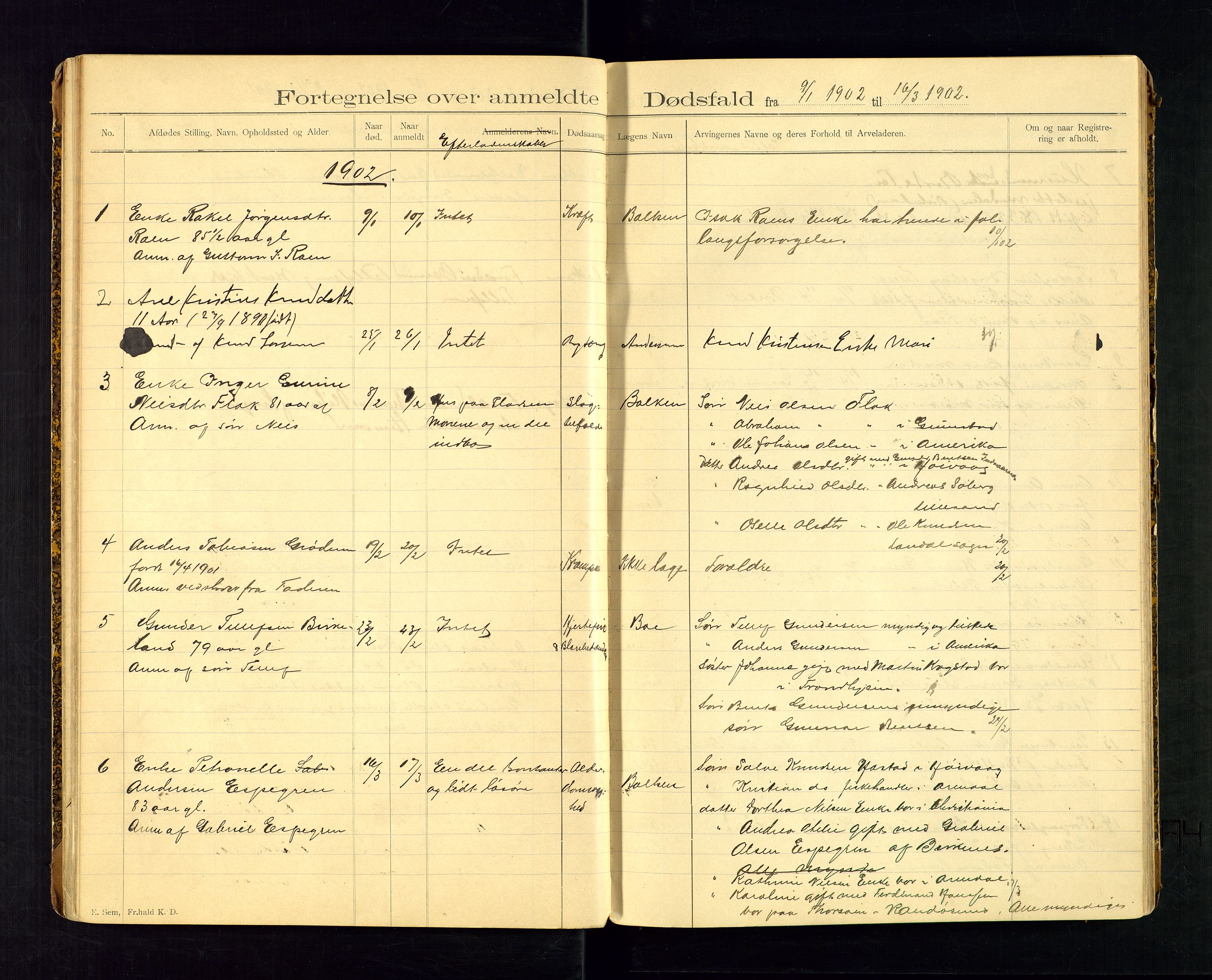 Birkenes lensmannskontor, AV/SAK-1241-0004/F/Fe/L0001/0001: Dødsfallsprotokoller / Dødsfallsprotokoll, 1898-1920