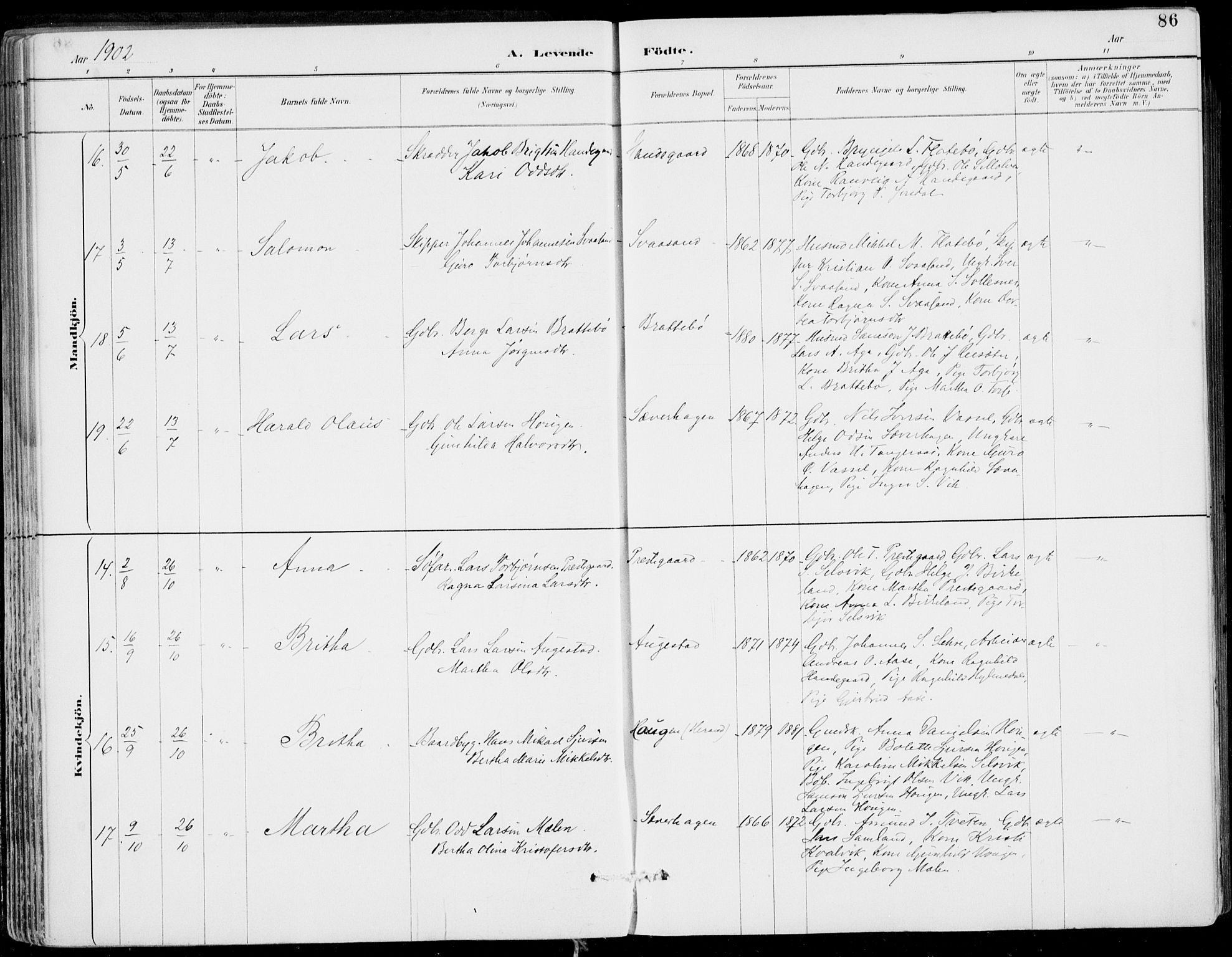 Strandebarm sokneprestembete, AV/SAB-A-78401/H/Haa: Parish register (official) no. E  1, 1886-1908, p. 86