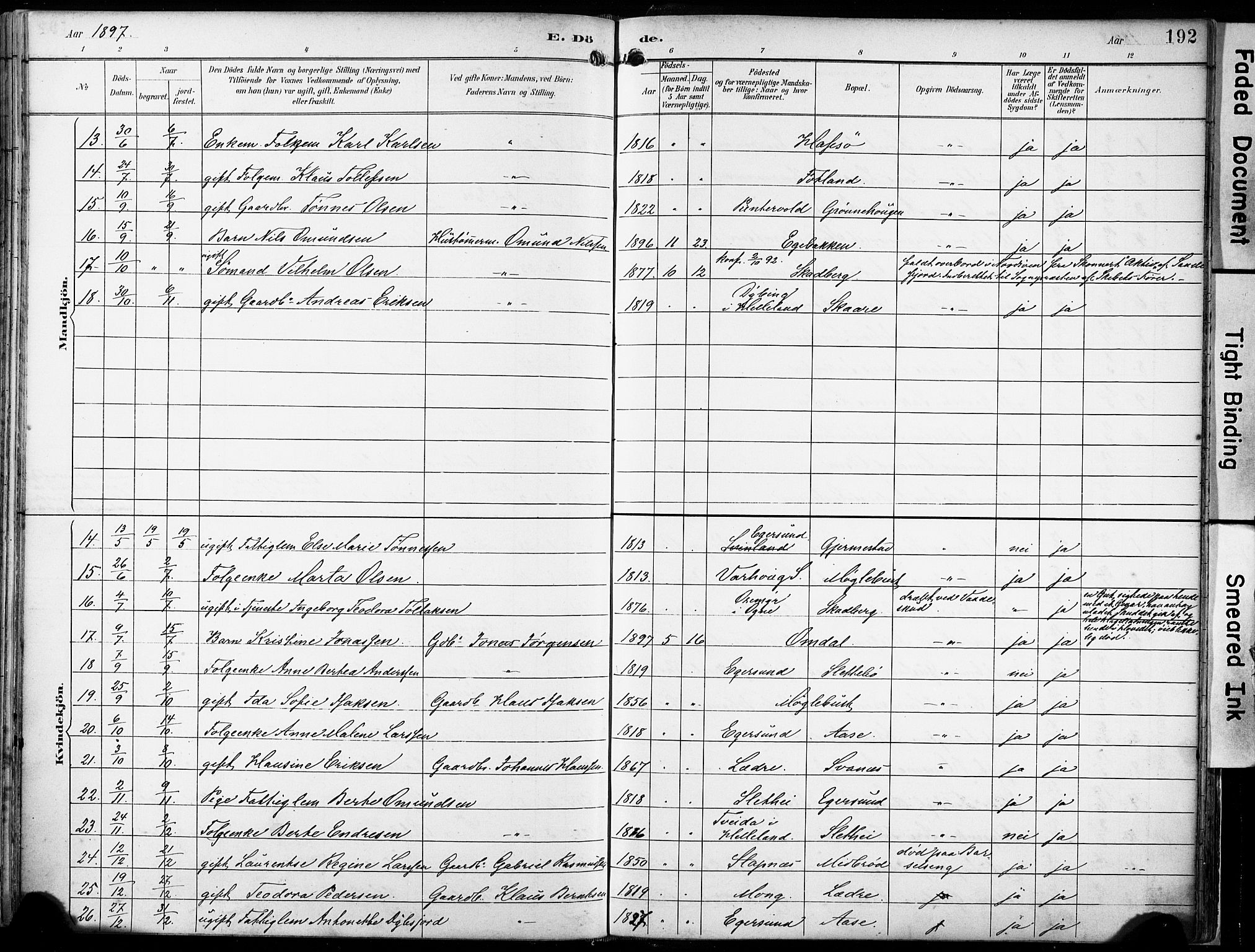 Eigersund sokneprestkontor, AV/SAST-A-101807/S08/L0018: Parish register (official) no. A 17, 1892-1905, p. 192