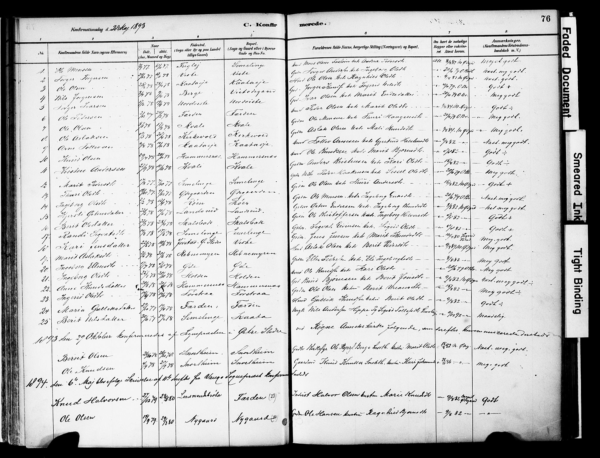 Vestre Slidre prestekontor, SAH/PREST-136/H/Ha/Haa/L0006: Parish register (official) no. 6, 1881-1912, p. 76