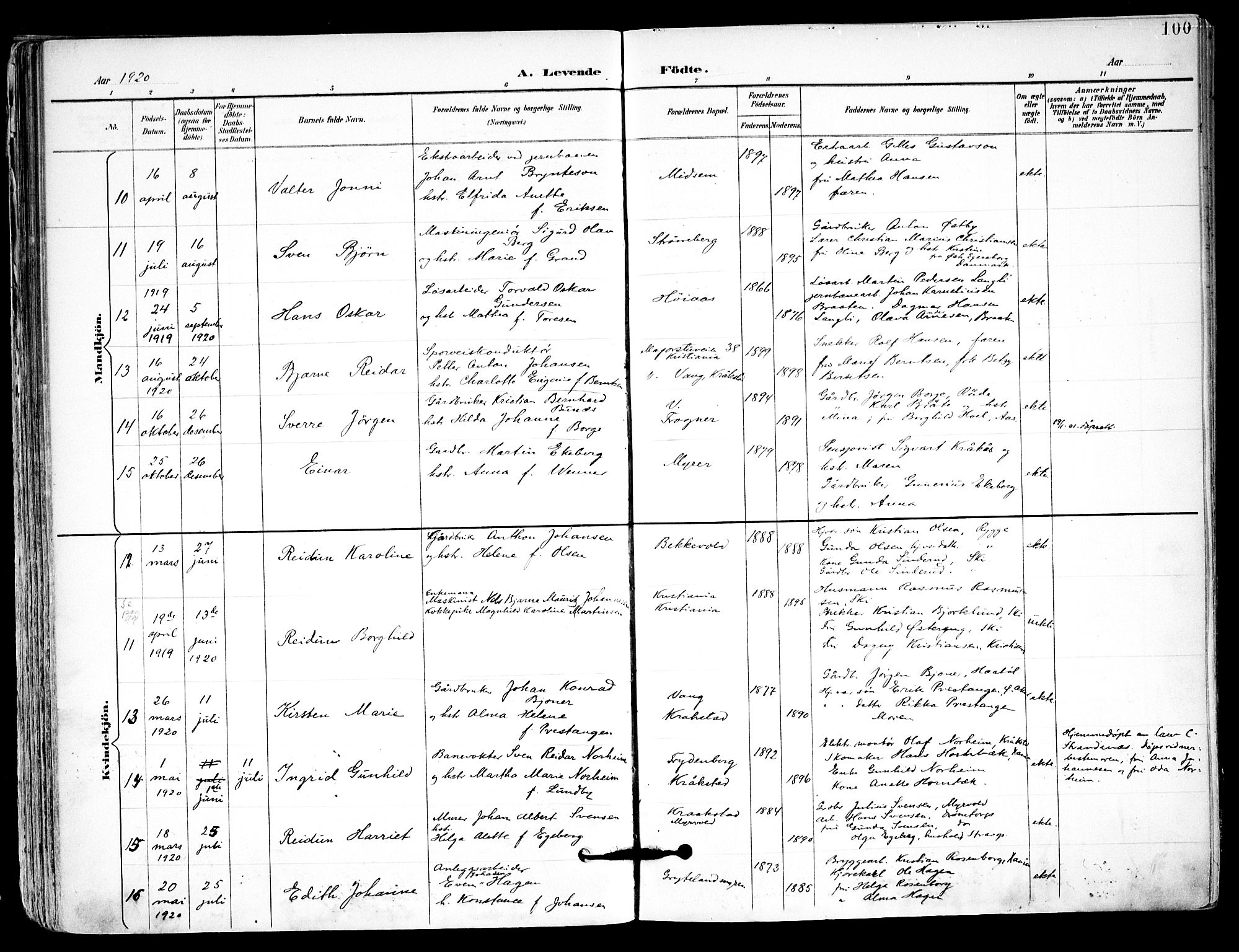 Kråkstad prestekontor Kirkebøker, AV/SAO-A-10125a/F/Fa/L0010: Parish register (official) no. I 10, 1893-1931, p. 100