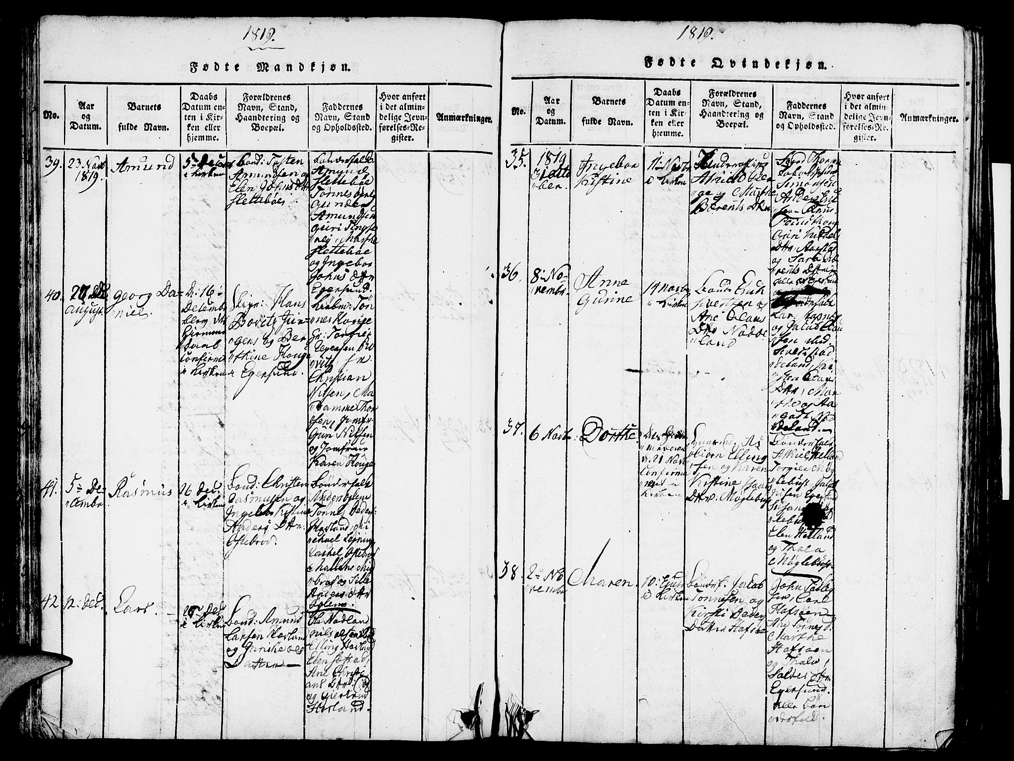 Eigersund sokneprestkontor, AV/SAST-A-101807/S08/L0007: Parish register (official) no. A 7, 1815-1827