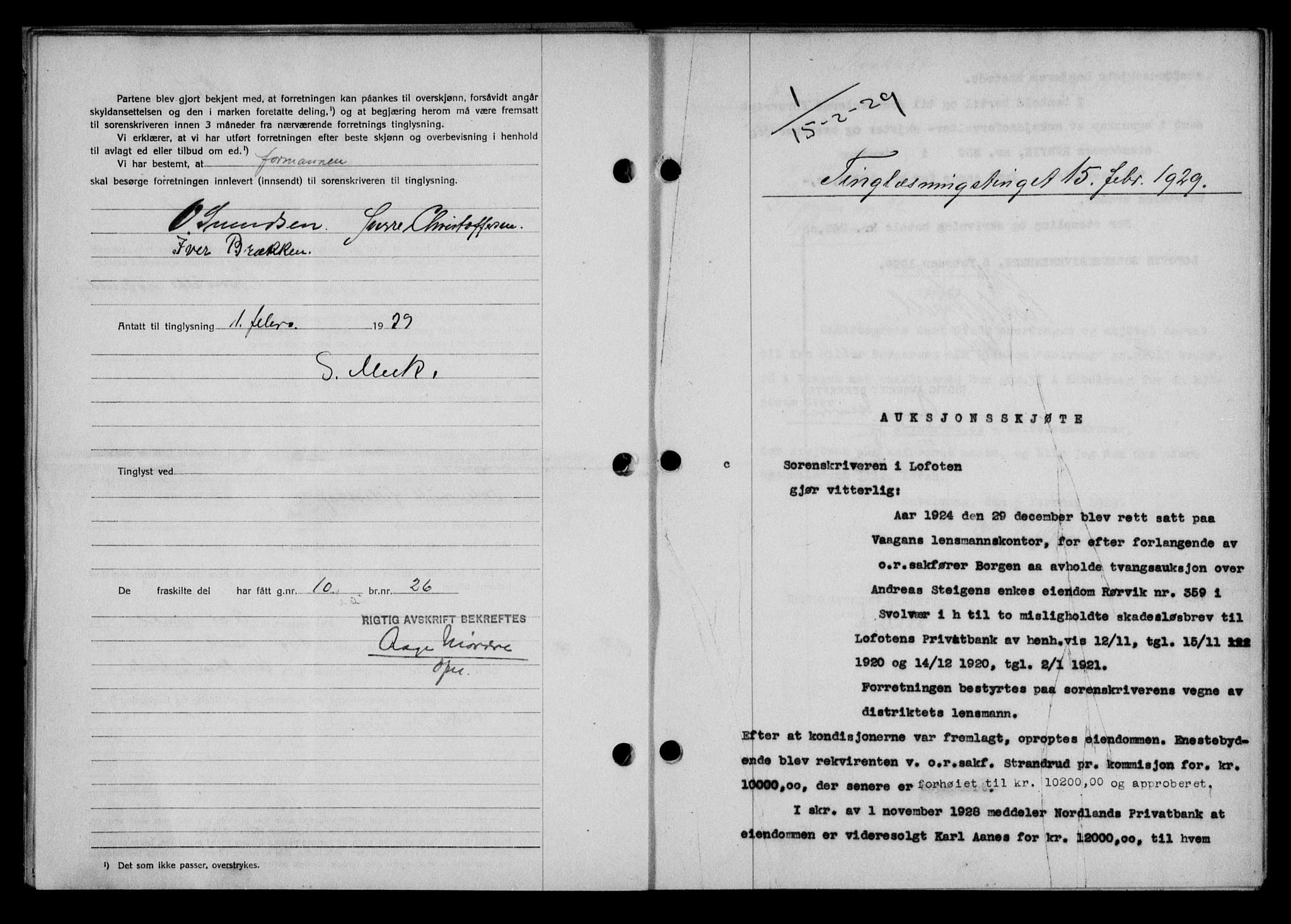 Lofoten sorenskriveri, SAT/A-0017/1/2/2C/L0019b: Mortgage book no. 19b, 1929-1929, Deed date: 15.02.1929