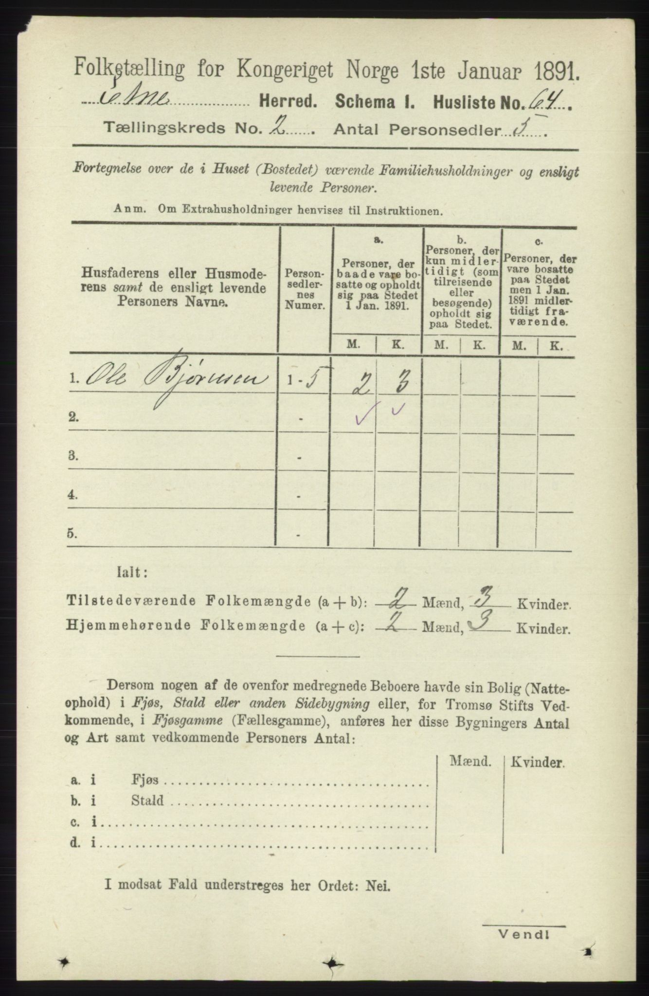 RA, 1891 census for 1211 Etne, 1891, p. 325