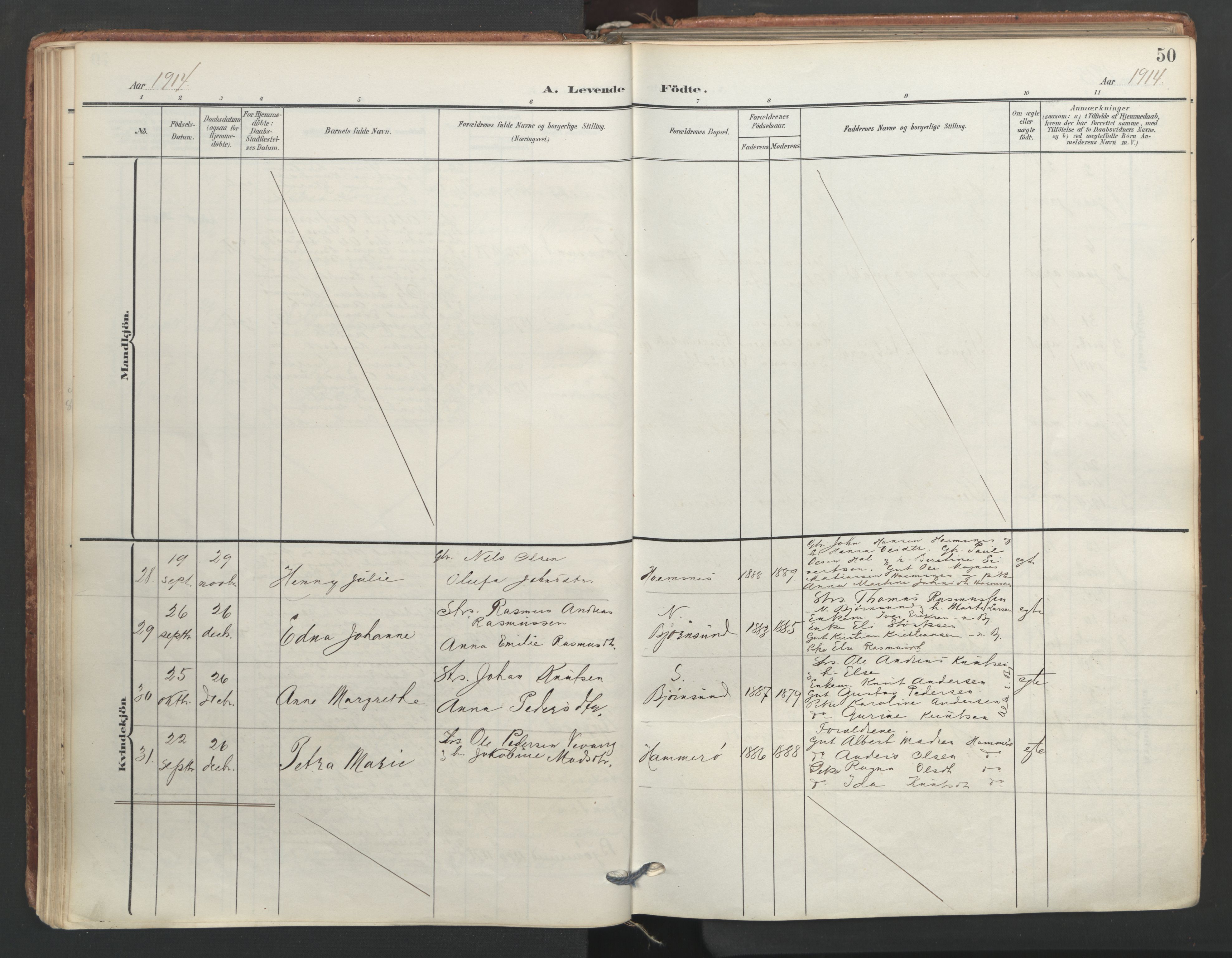 Ministerialprotokoller, klokkerbøker og fødselsregistre - Møre og Romsdal, AV/SAT-A-1454/565/L0751: Parish register (official) no. 565A05, 1905-1979, p. 50