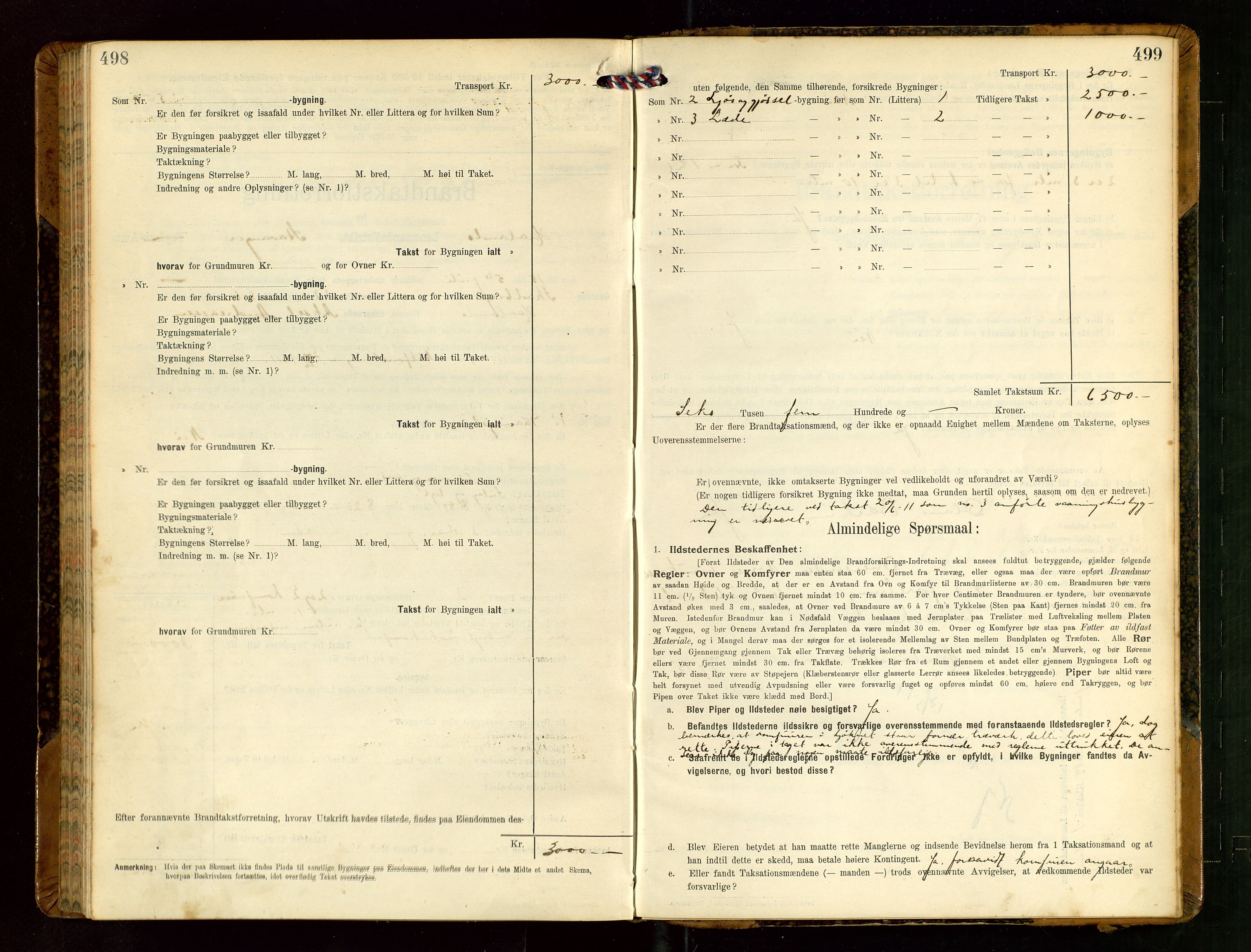 Håland lensmannskontor, AV/SAST-A-100100/Gob/L0004: Branntakstprotokoll - skjematakst. Register i boken., 1913-1915, p. 498-499