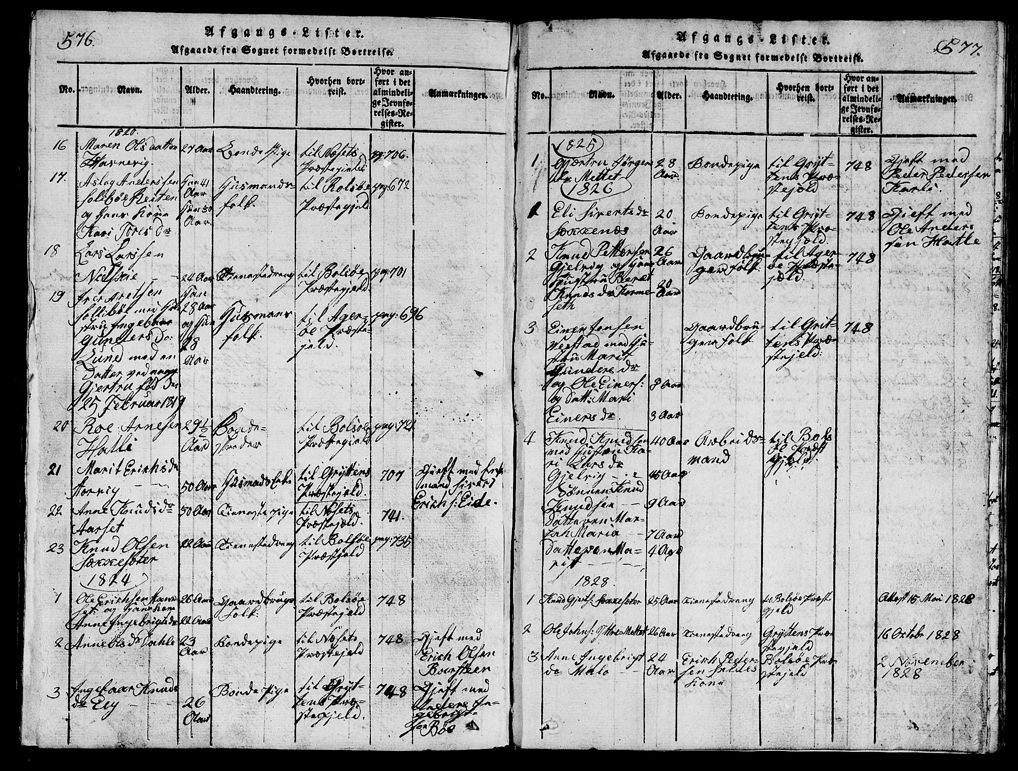 Ministerialprotokoller, klokkerbøker og fødselsregistre - Møre og Romsdal, SAT/A-1454/547/L0610: Parish register (copy) no. 547C01, 1818-1839, p. 576-577