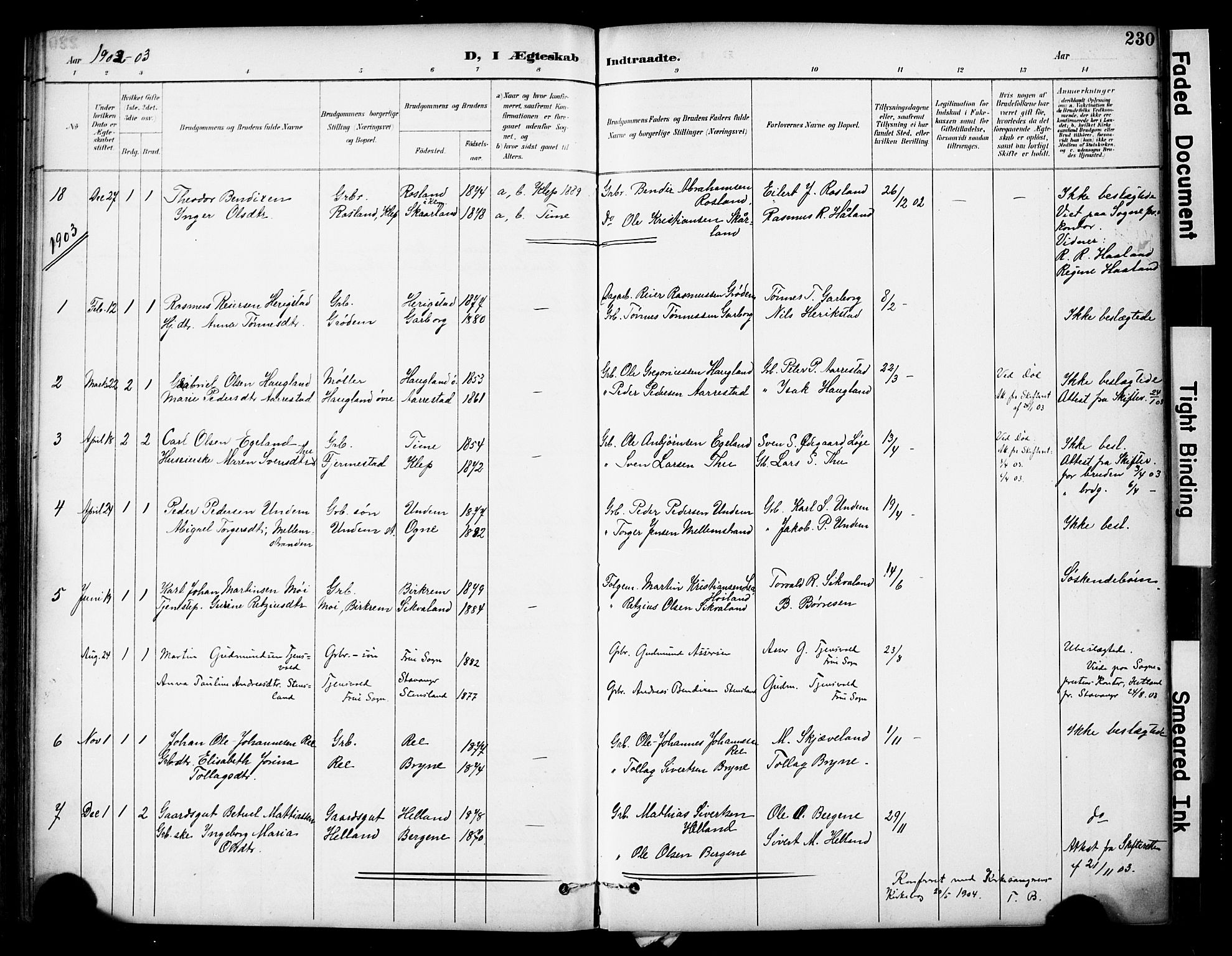 Lye sokneprestkontor, AV/SAST-A-101794/001/30BA/L0011: Parish register (official) no. A 9, 1893-1903, p. 230