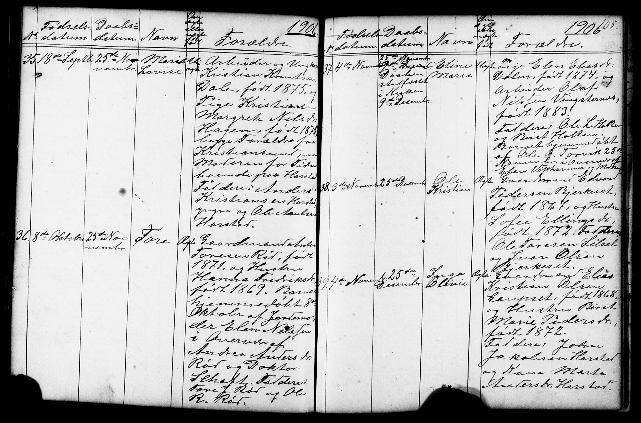 Ministerialprotokoller, klokkerbøker og fødselsregistre - Møre og Romsdal, AV/SAT-A-1454/584/L0969: Parish register (copy) no. 584C02, 1877-1911, p. 105