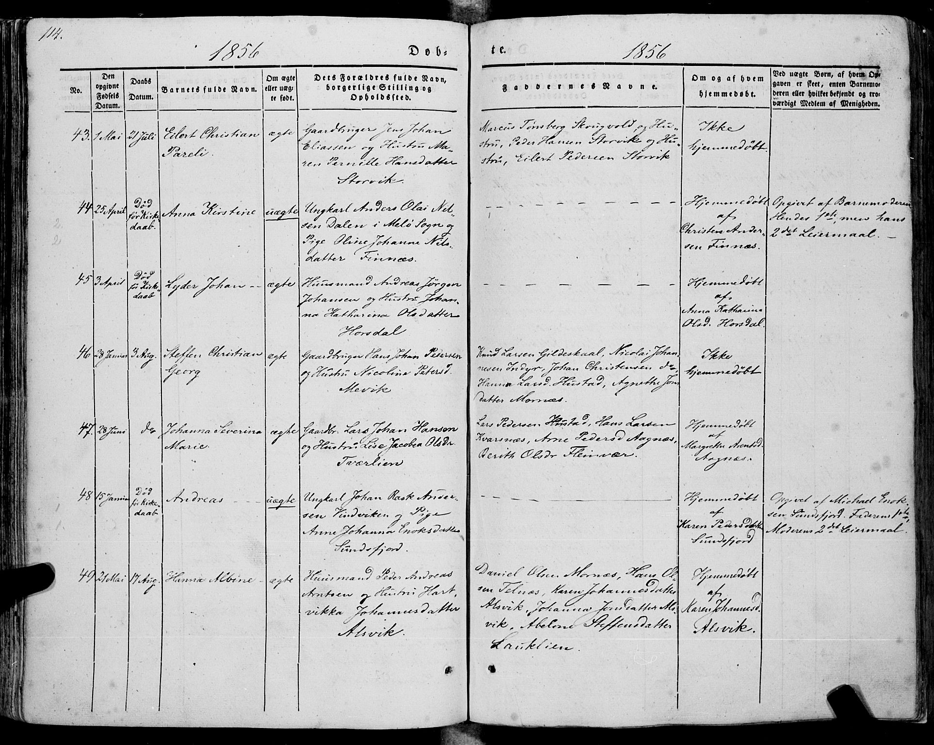 Ministerialprotokoller, klokkerbøker og fødselsregistre - Nordland, AV/SAT-A-1459/805/L0097: Parish register (official) no. 805A04, 1837-1861, p. 114