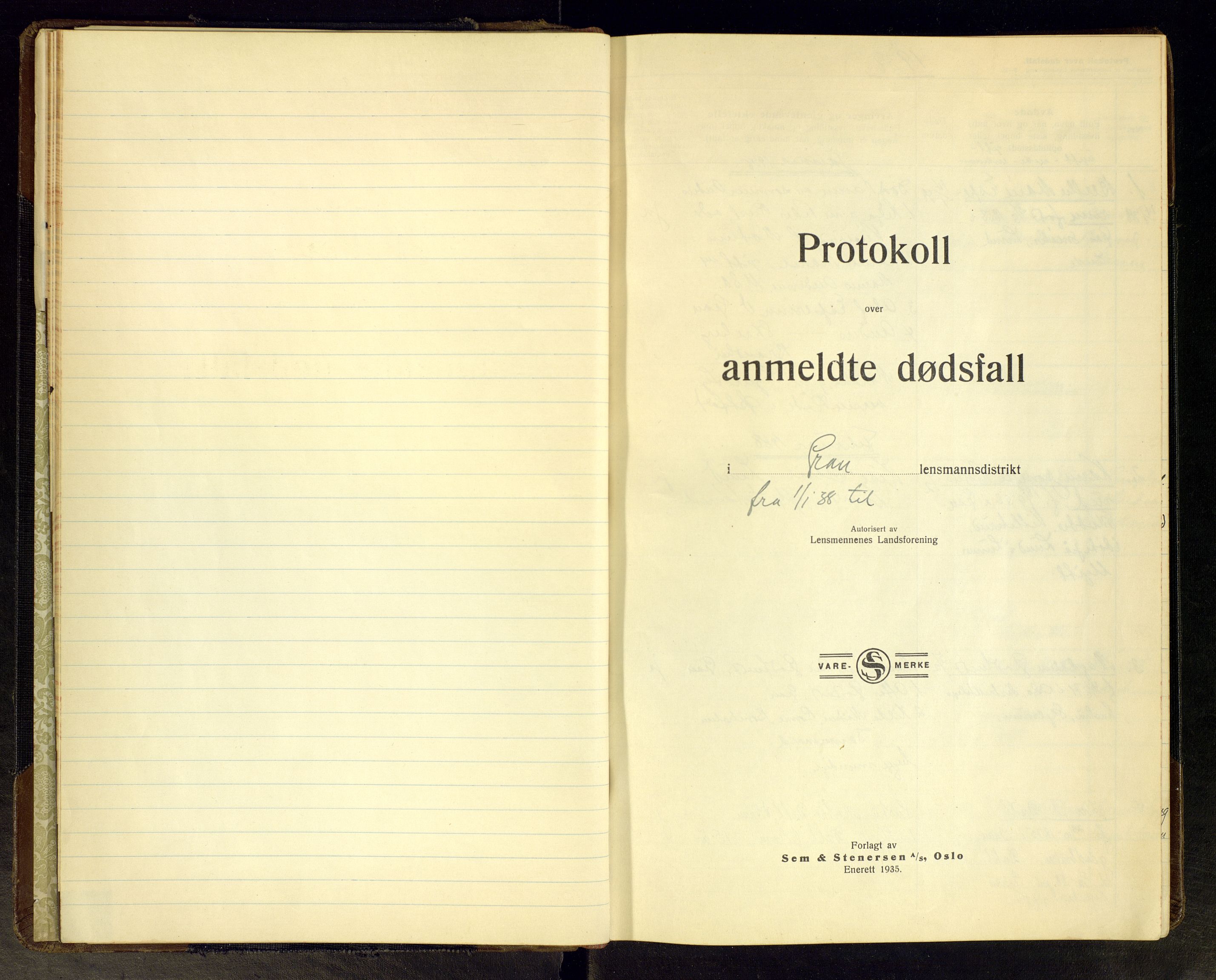 Gran lensmannskontor, AV/SAH-LOG-010/H/Ha/L0005: Dødsfallsprotokoll, 1938-1954