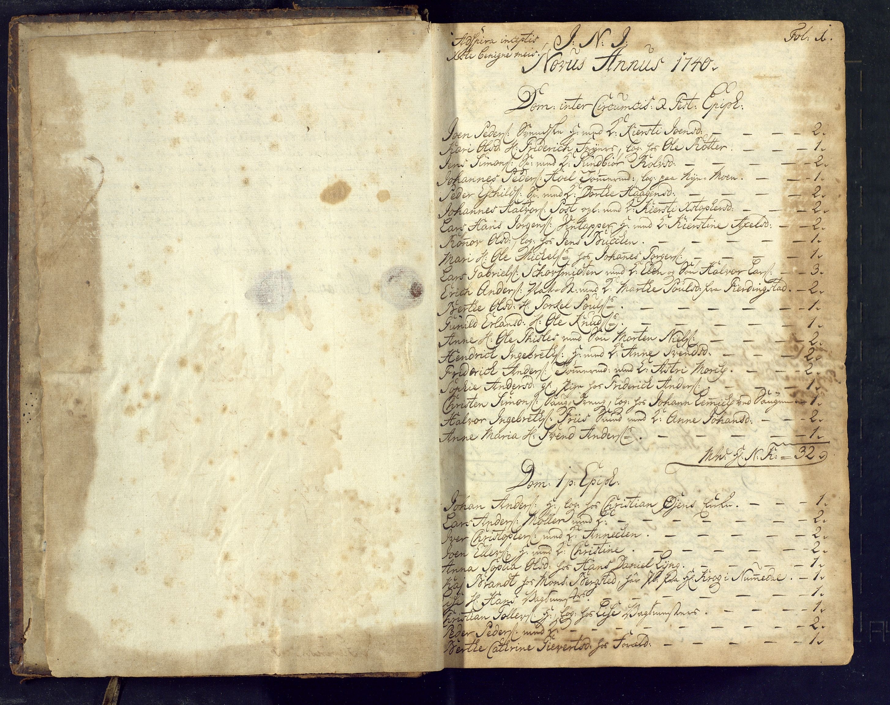 Kongsberg kirkebøker, SAKO/A-22/M/Ma/L0002: Communicants register no. 2, 1739-1745, p. 1