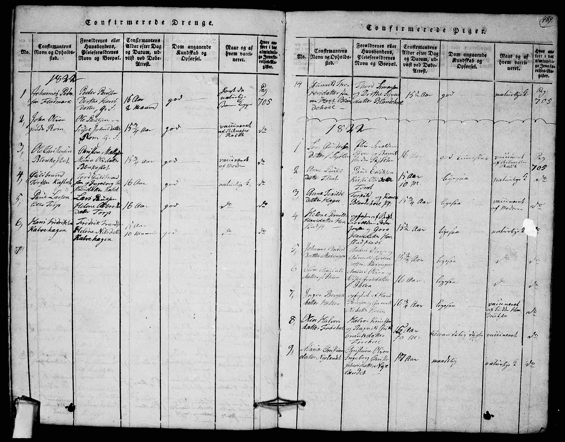 Askim prestekontor Kirkebøker, AV/SAO-A-10900/G/Ga/L0001: Parish register (copy) no. 1, 1817-1846, p. 488-489