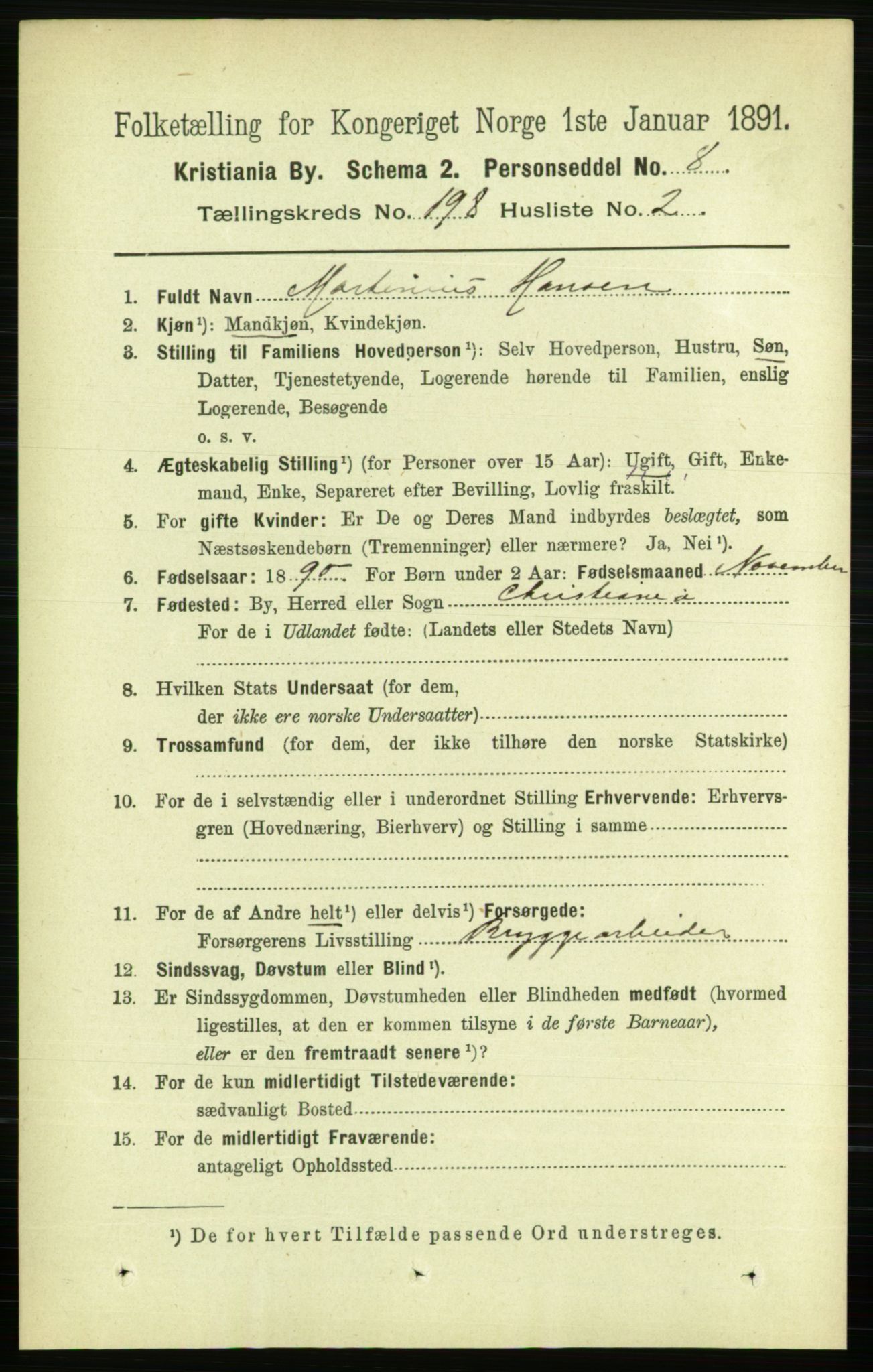 RA, 1891 census for 0301 Kristiania, 1891, p. 119291