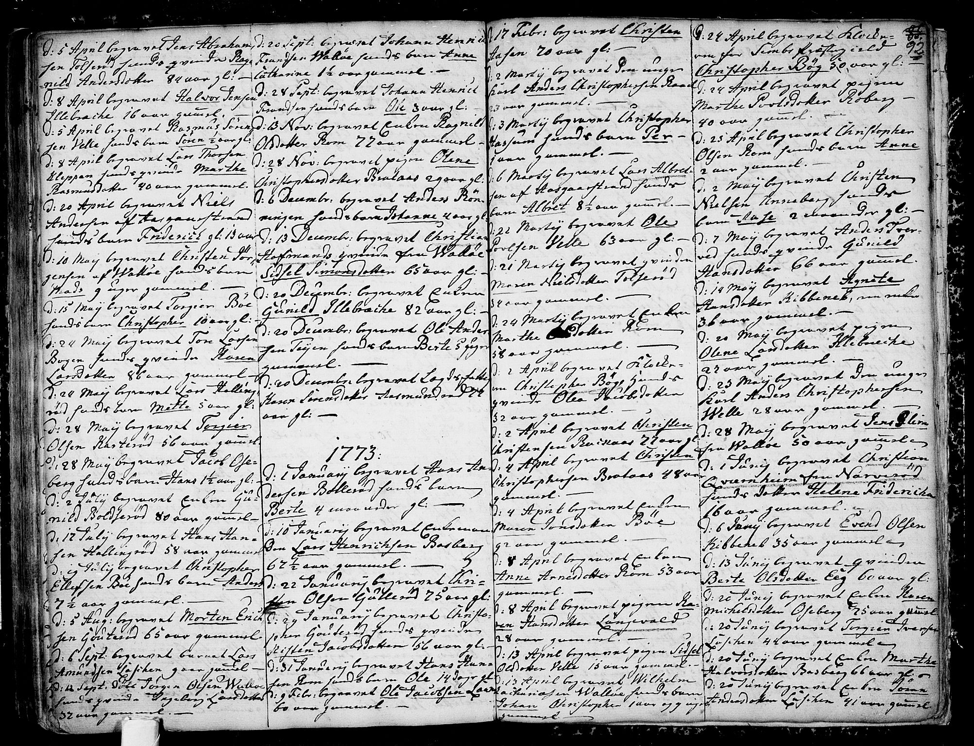 Sem kirkebøker, AV/SAKO-A-5/F/Fb/L0002: Parish register (official) no. II 2, 1764-1792, p. 92