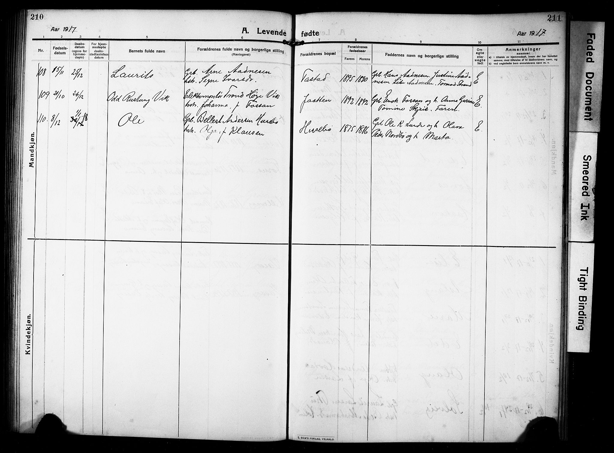 Hetland sokneprestkontor, AV/SAST-A-101826/30/30BB/L0008: Parish register (copy) no. B 8, 1910-1921, p. 210-211