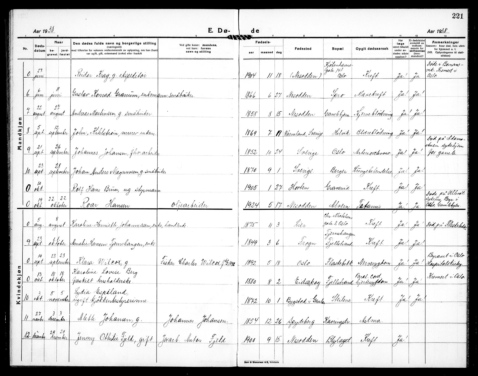 Nesodden prestekontor Kirkebøker, AV/SAO-A-10013/G/Ga/L0003: Parish register (copy) no. I 3, 1924-1939, p. 221