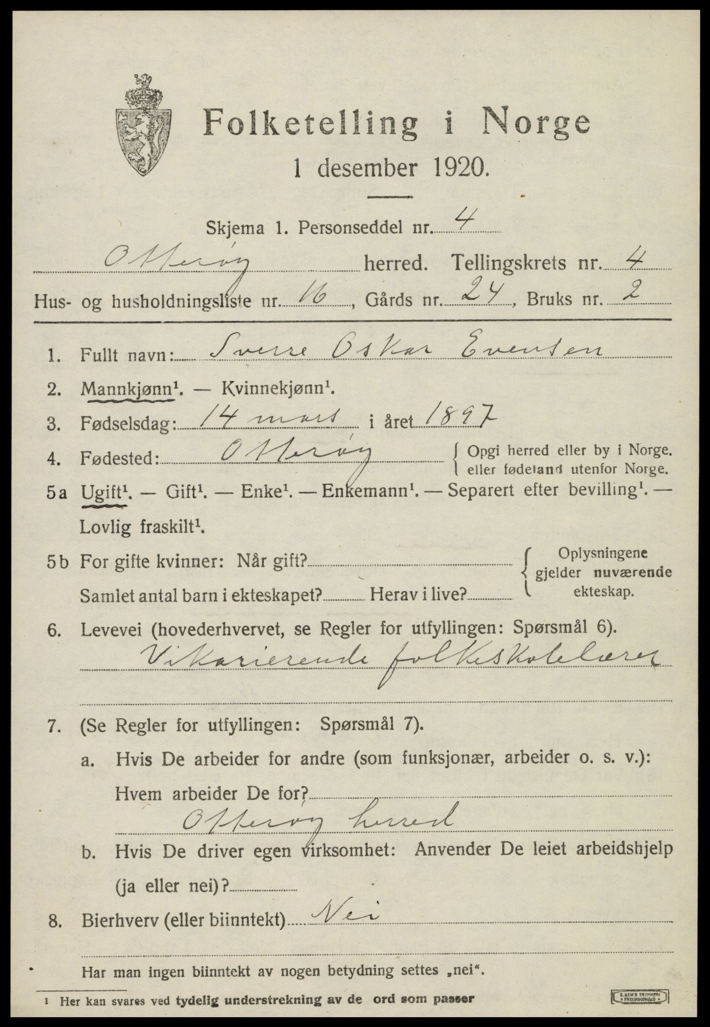 SAT, 1920 census for Otterøy, 1920, p. 1927
