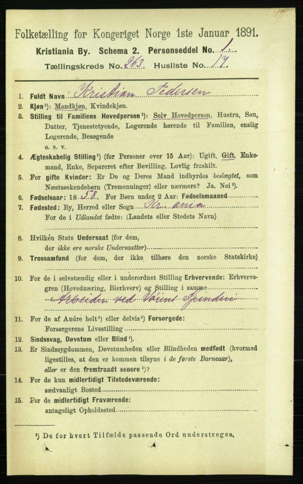 RA, 1891 census for 0301 Kristiania, 1891, p. 159906